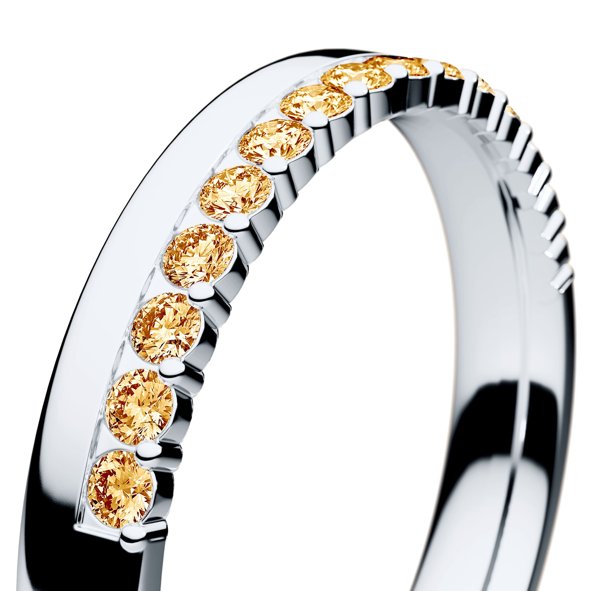 Obrączka z diamentami Daisy z białego złota 3mm z żółtym diamentem laboratoryjnym