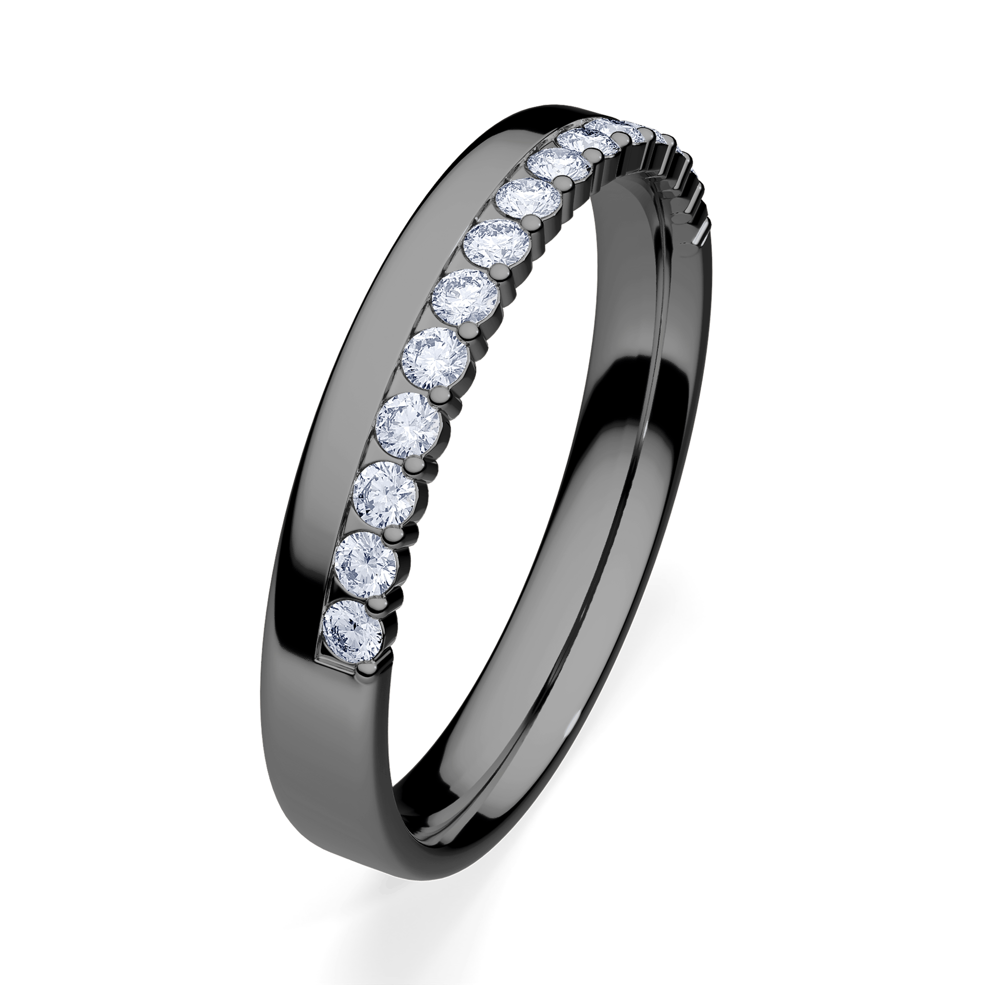 Obrączka z diamentami Daisy z czarnego złota 3mm z diamentem laboratoryjnym