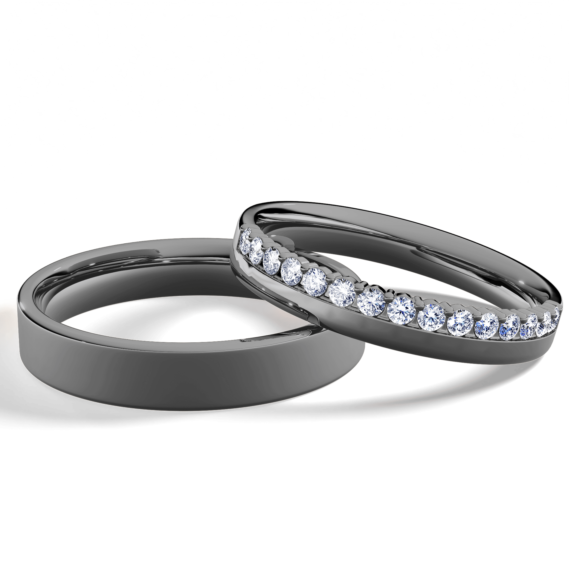 Obrączka z diamentami Daisy z czarnego złota 3mm z diamentem laboratoryjnym