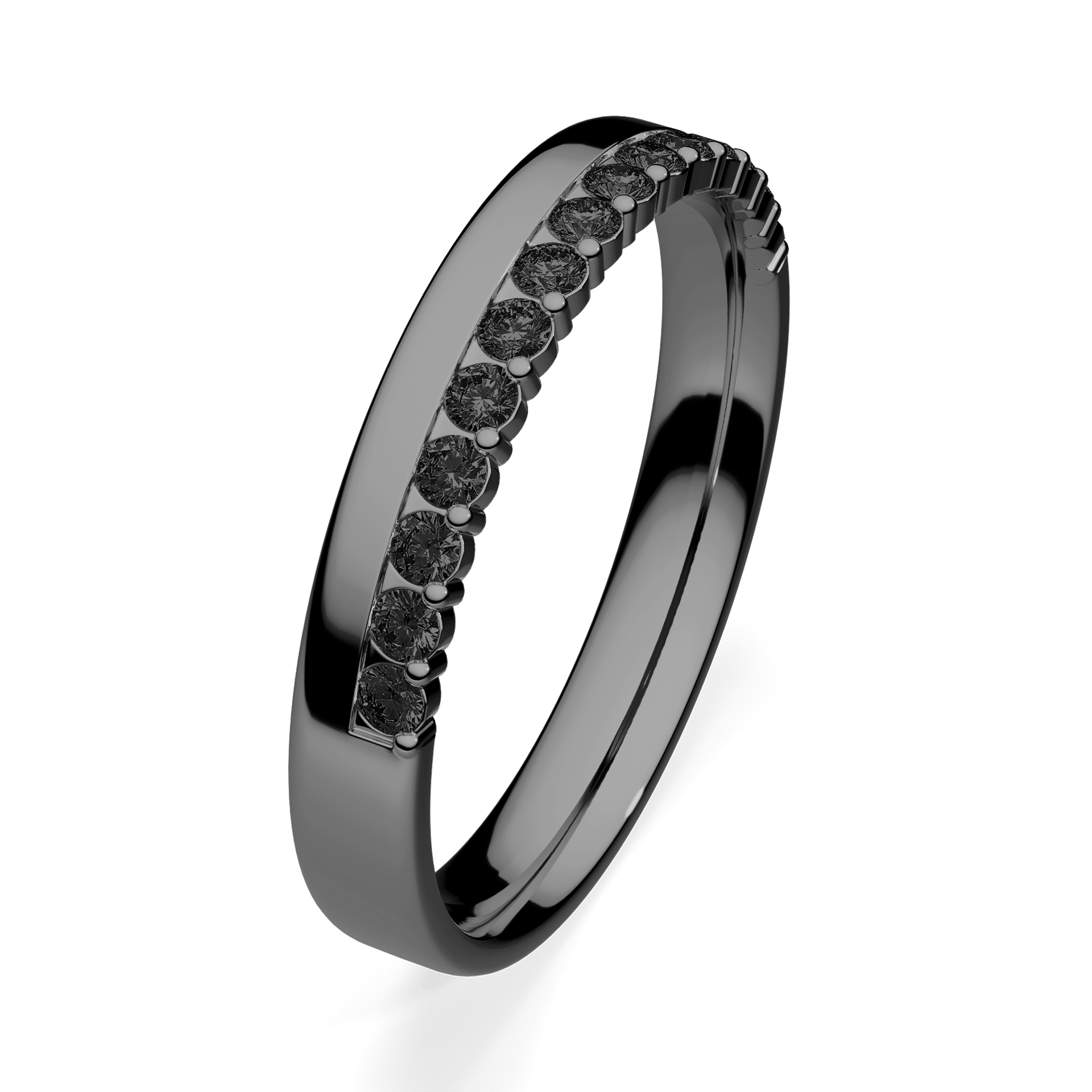 Obrączka z diamentami Daisy z czarnego złota 3mm z czarnym diamentem laboratoryjnym