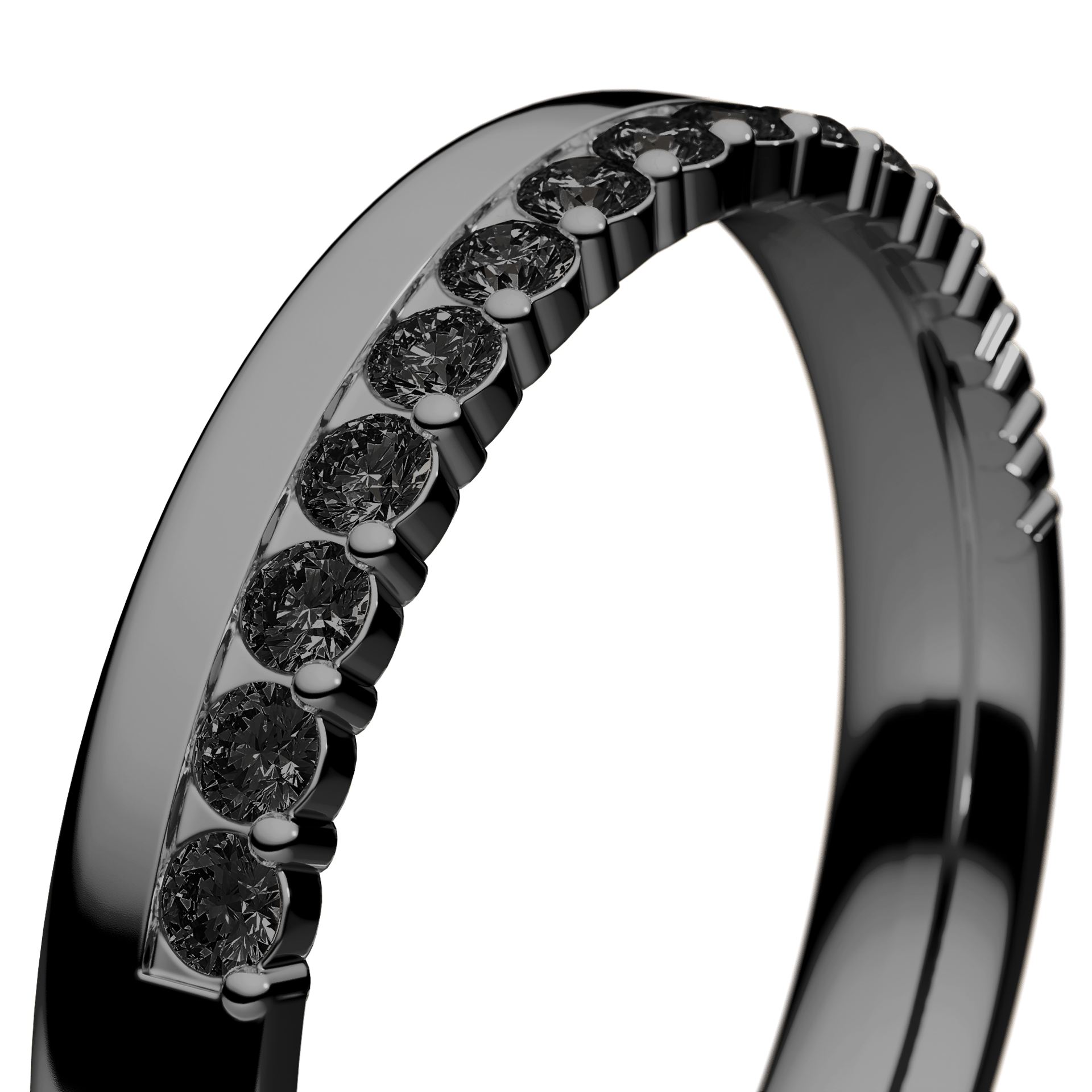 Obrączka z diamentami Daisy z czarnego złota 3mm z czarnym diamentem laboratoryjnym