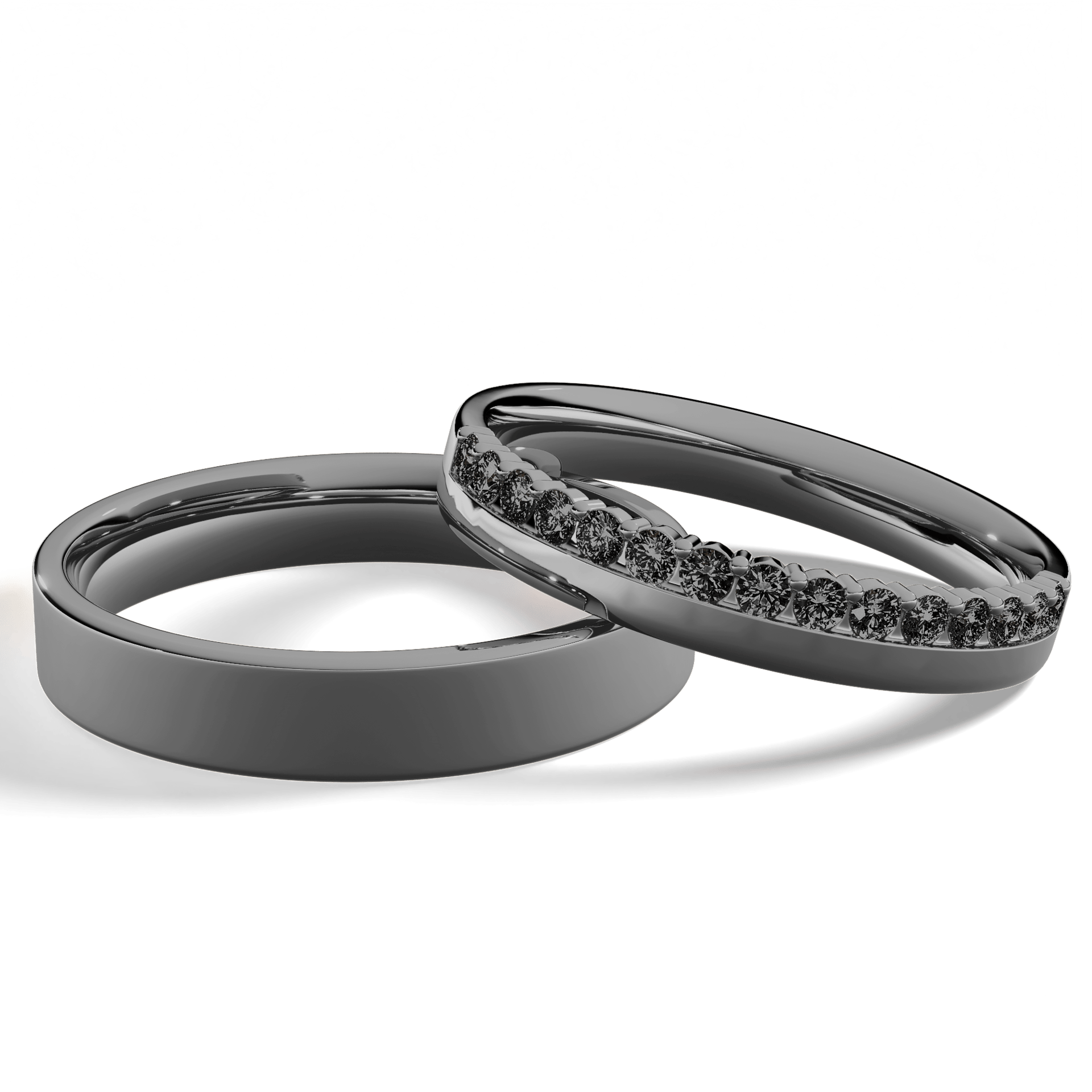 Obrączka z diamentami Daisy z czarnego złota 3mm z czarnym diamentem laboratoryjnym