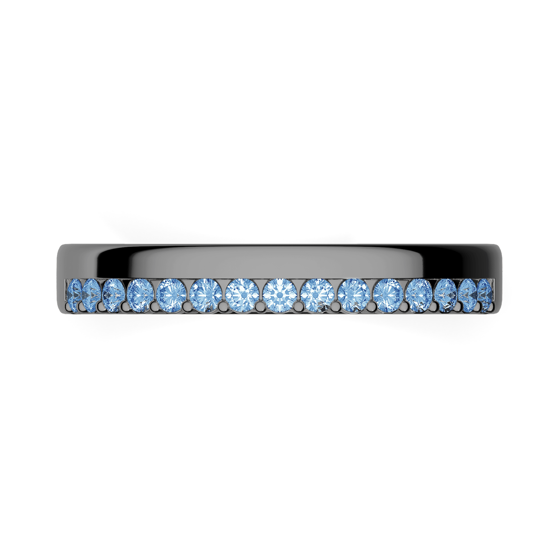 Obraczka z diamentami daisy czarne zloto diament lab niebieski 15szt 03