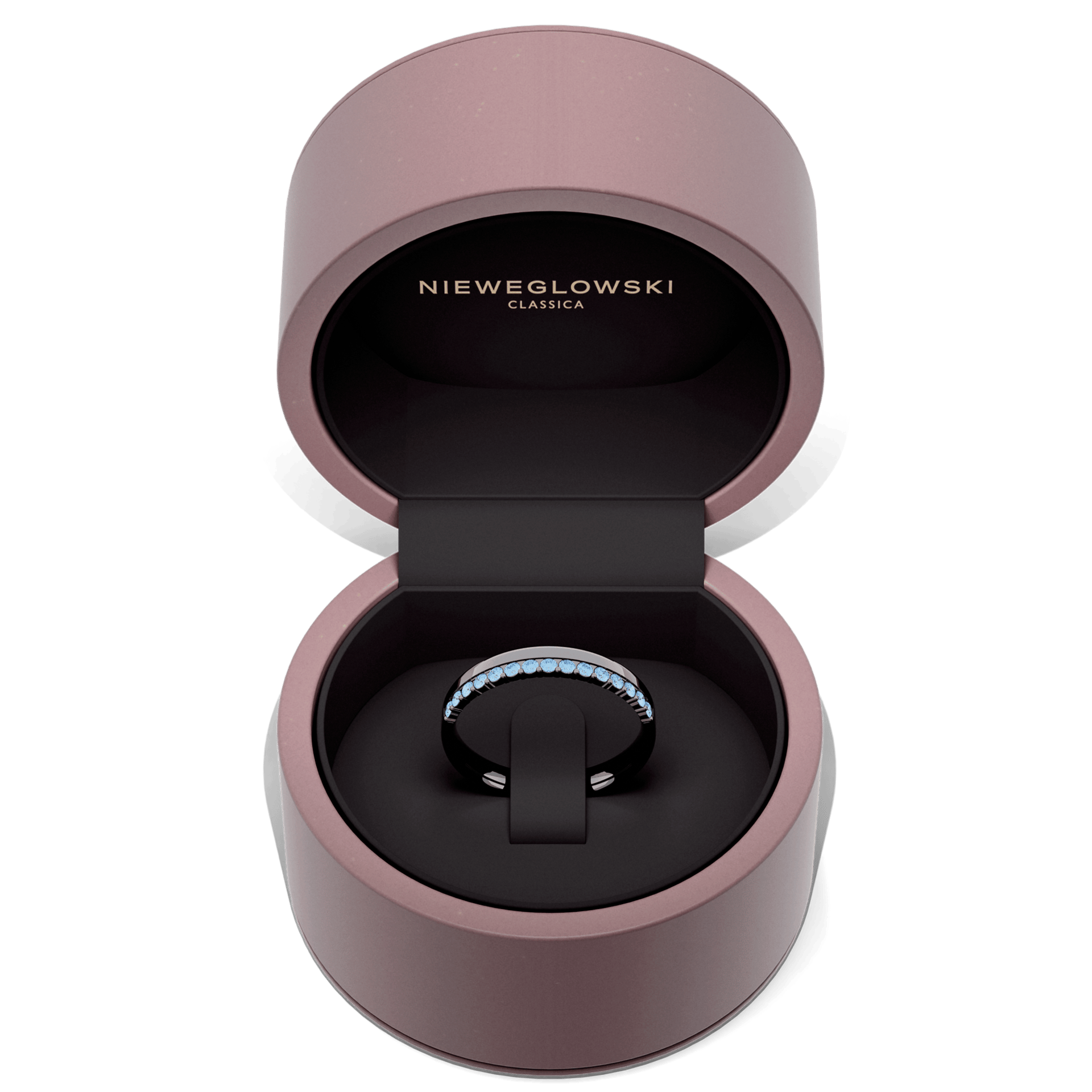 Obraczka z diamentami daisy czarne zloto diament lab niebieski 15szt 05