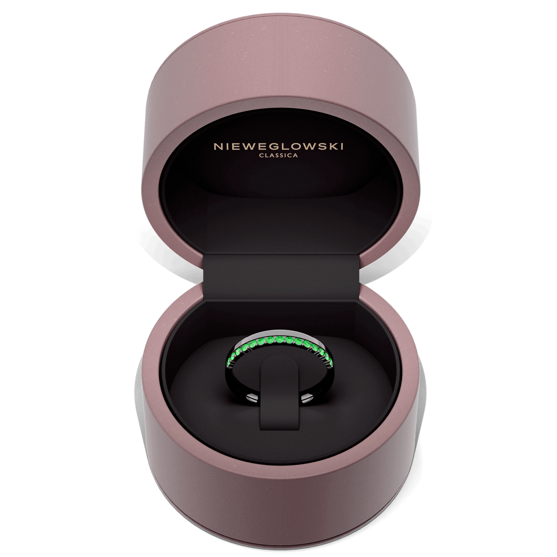 Obraczka z diamentami daisy czarne zloto diament lab zielony ciemny 15szt 05