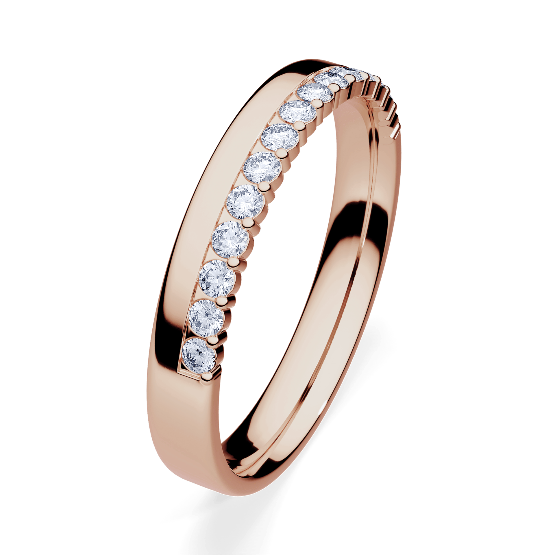 Obrączka z diamentami Daisy z różowego złota 3mm z diamentem naturalnym