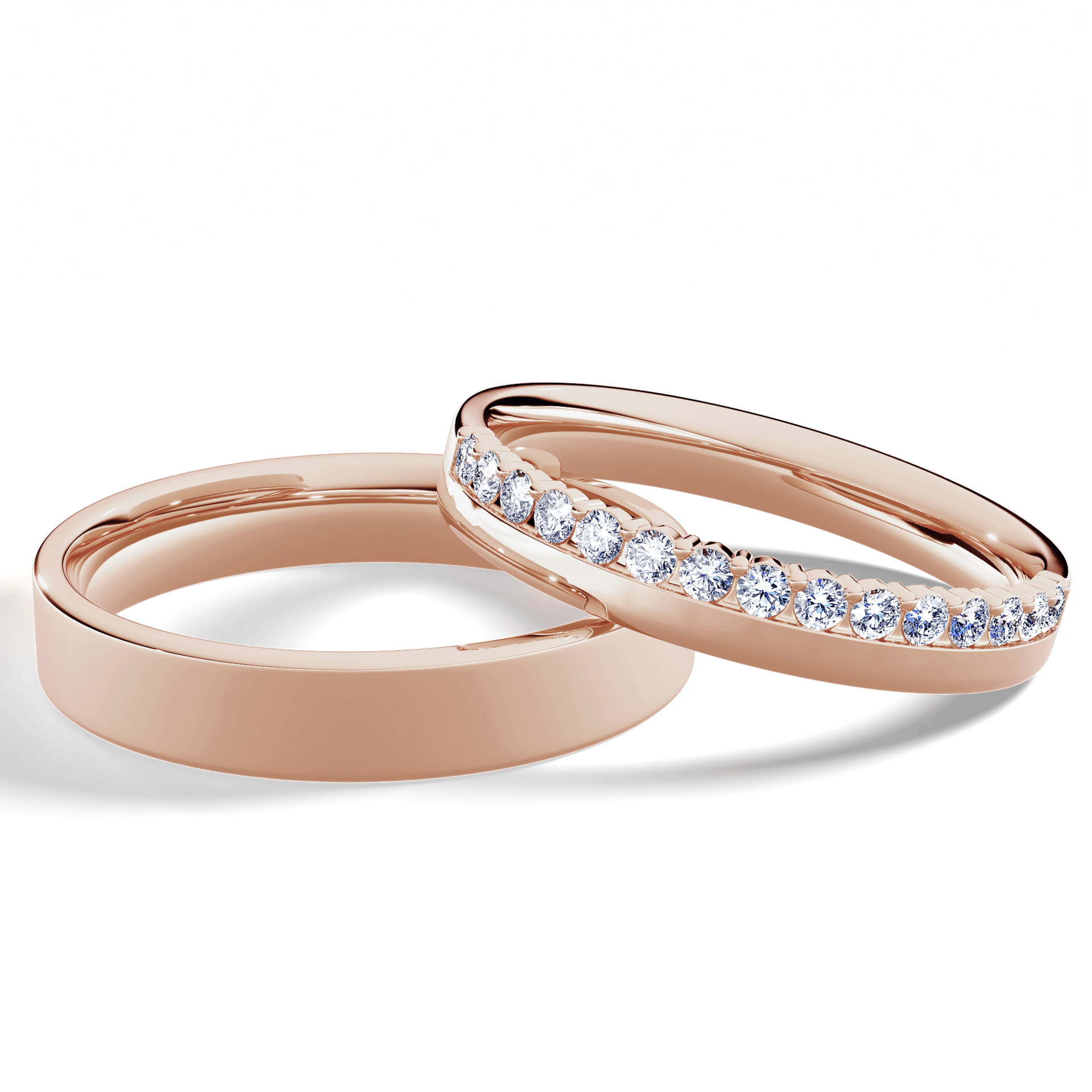 Obrączka z diamentami Daisy z różowego złota 3mm z diamentem naturalnym