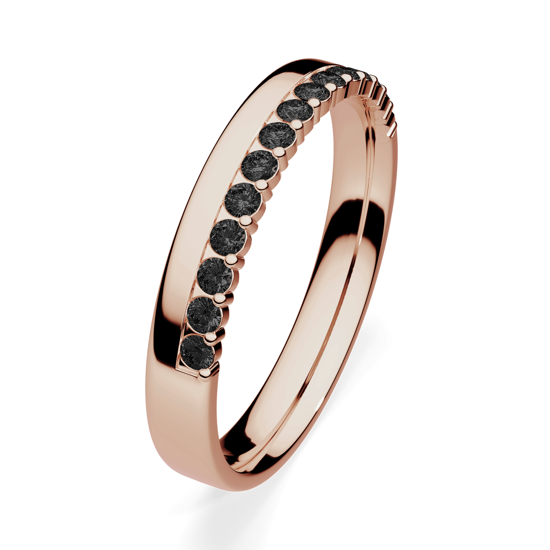 Obrączka z diamentami Daisy z różowego złota 3mm z czarnym diamentem laboratoryjnym