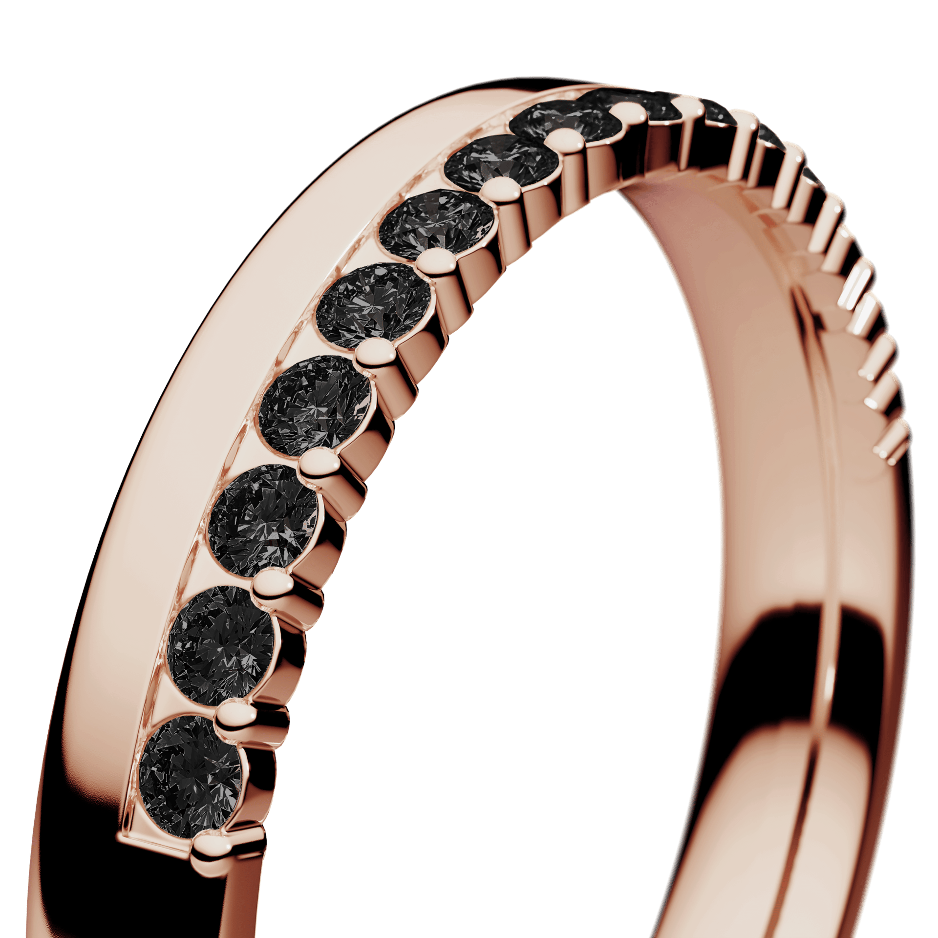 Obrączka z diamentami Daisy z różowego złota 3mm z czarnym diamentem laboratoryjnym