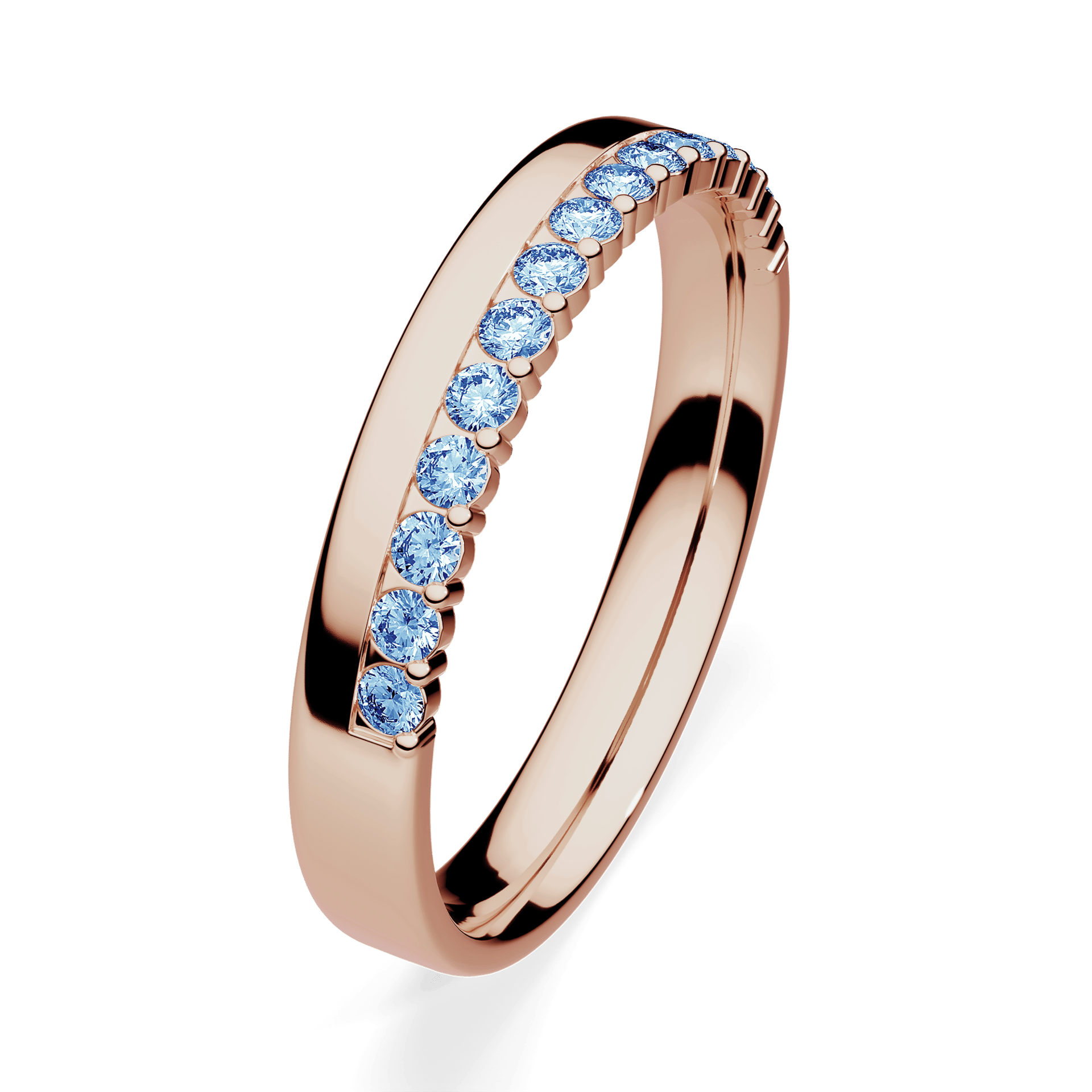 Obrączka z diamentami Daisy z różowego złota 3mm z niebieskim diamentem laboratoryjnym