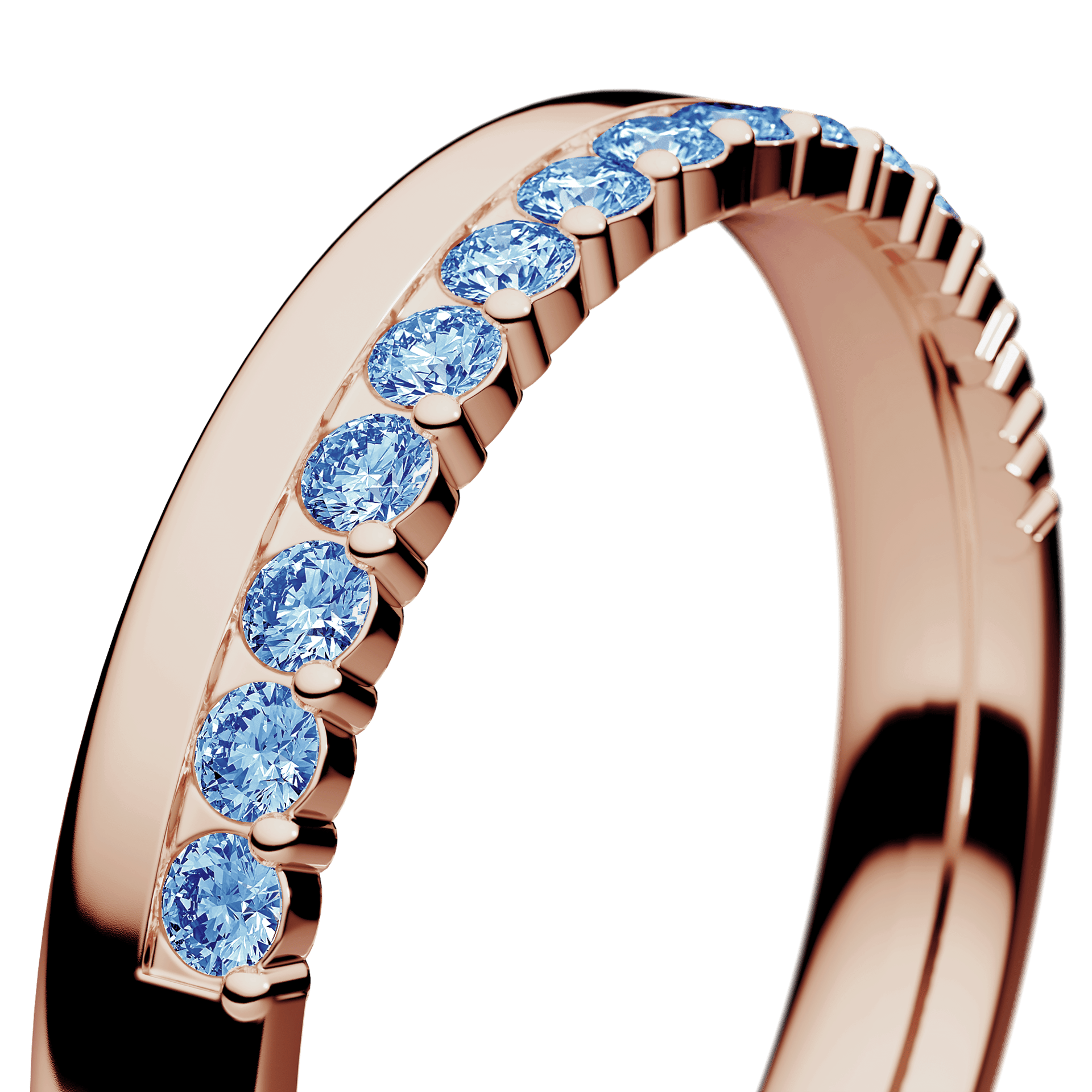 Obrączka z diamentami Daisy z różowego złota 3mm z niebieskim diamentem laboratoryjnym