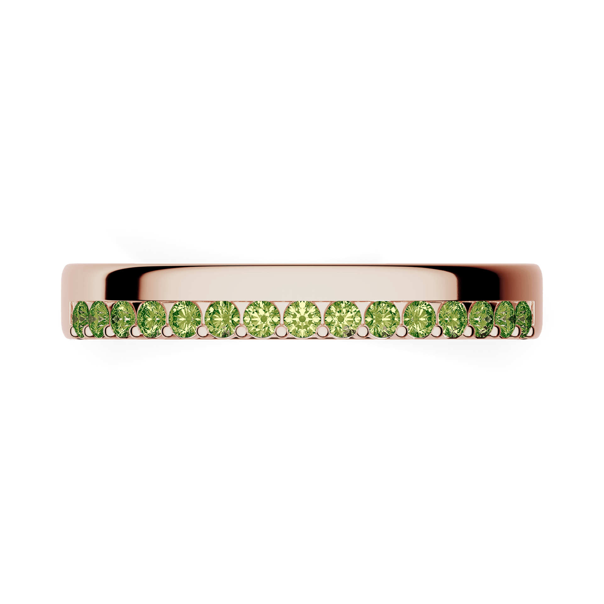 Obraczka z diamentami daisy rozowe zloto diament lab zielony jasny 15szt 03