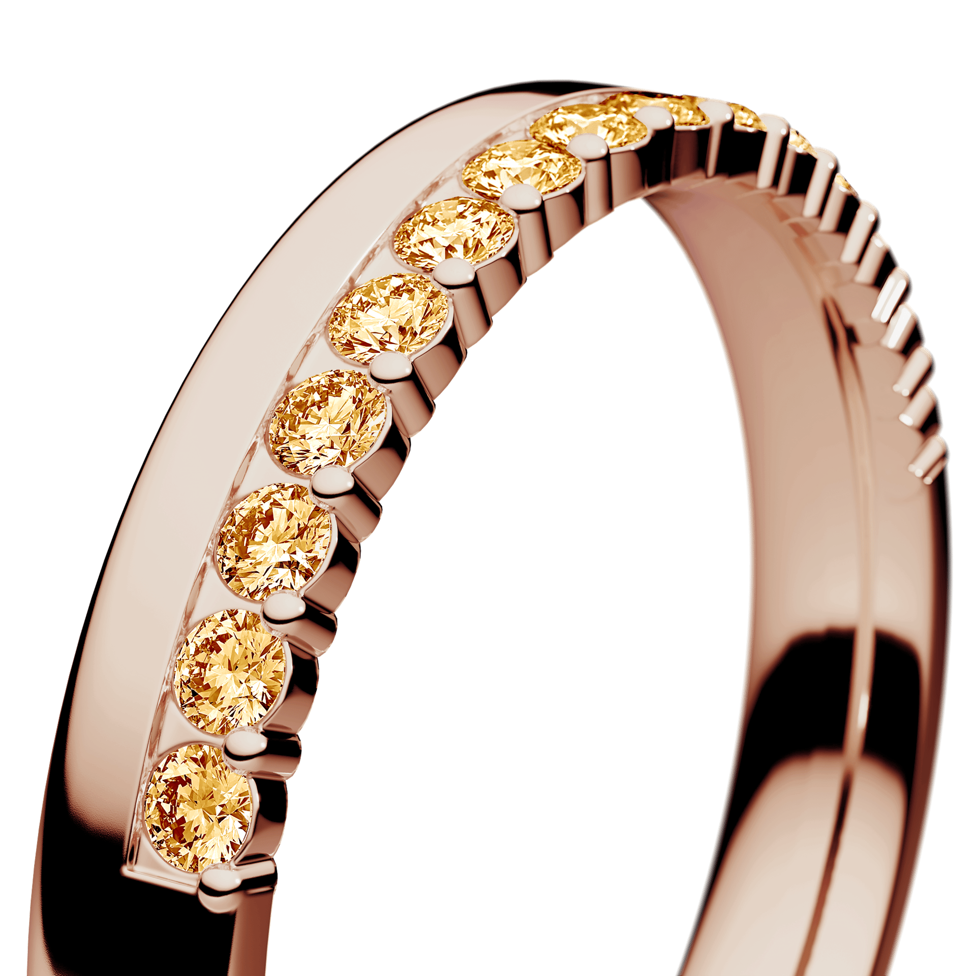 Obrączka z diamentami Daisy z różowego złota 3mm z żółtym diamentem laboratoryjnym