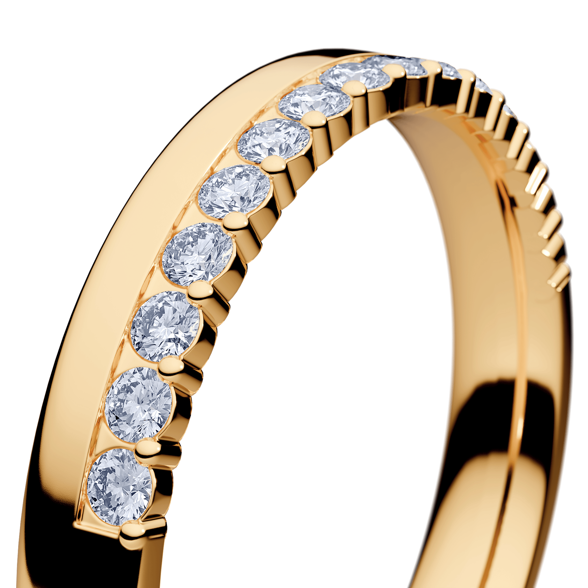 Obrączka z diamentami Daisy z żółtego złota 3mm z diamentem naturalnym