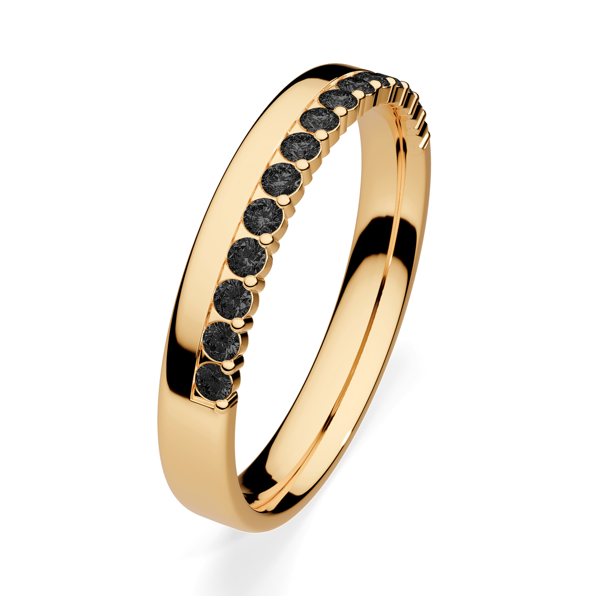 Obrączka z diamentami Daisy z żółtego złota 3mm z czarnym diamentem laboratoryjnym