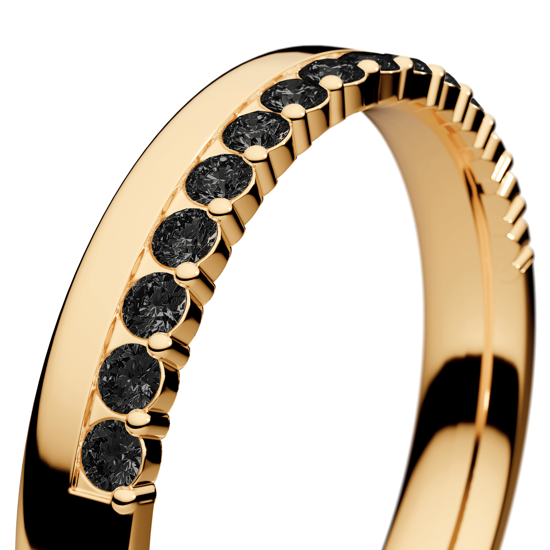 Obrączka z diamentami Daisy z żółtego złota 3mm z czarnym diamentem laboratoryjnym