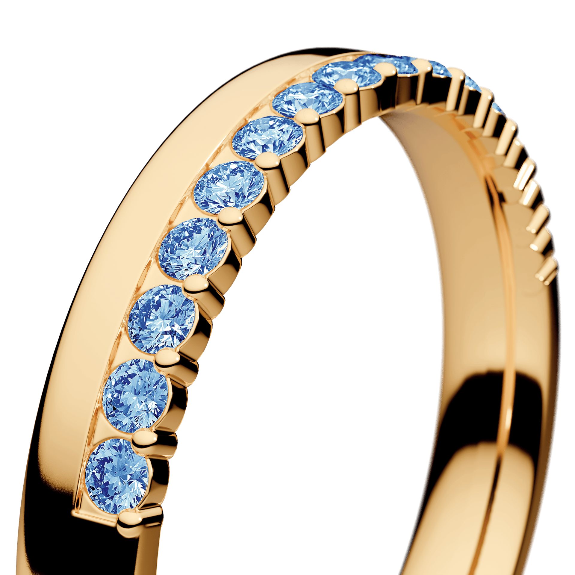 Obrączka z diamentami Daisy z żółtego złota 3mm z niebieskim diamentem laboratoryjnym