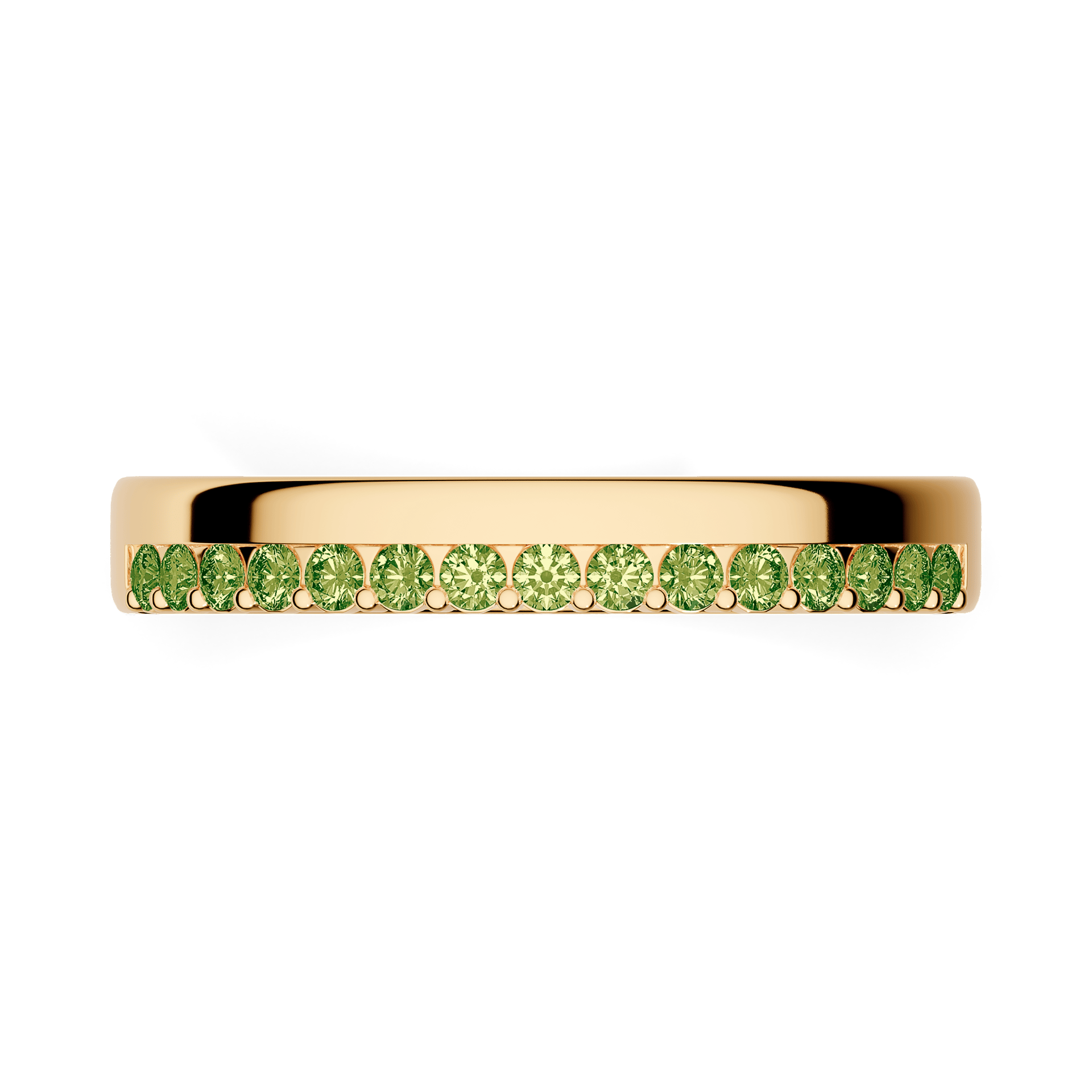 Obrączka z diamentami Daisy z żółtego złota 3mm z jasnym zielonym diamentem laboratoryjnym