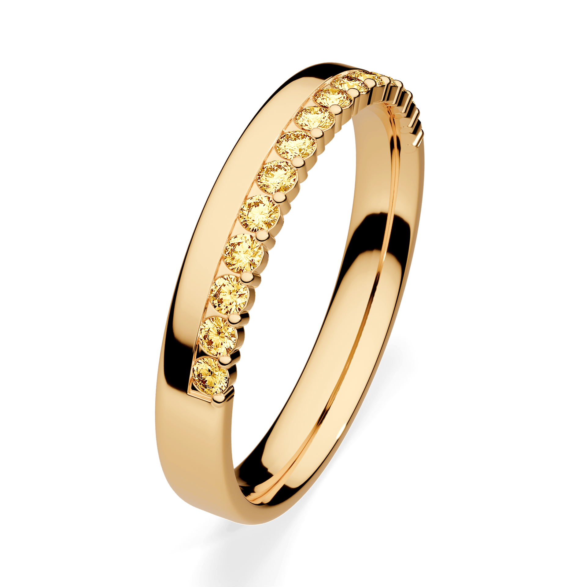 Obrączka z diamentami Daisy z żółtego złota 3mm z żółtym diamentem laboratoryjnym