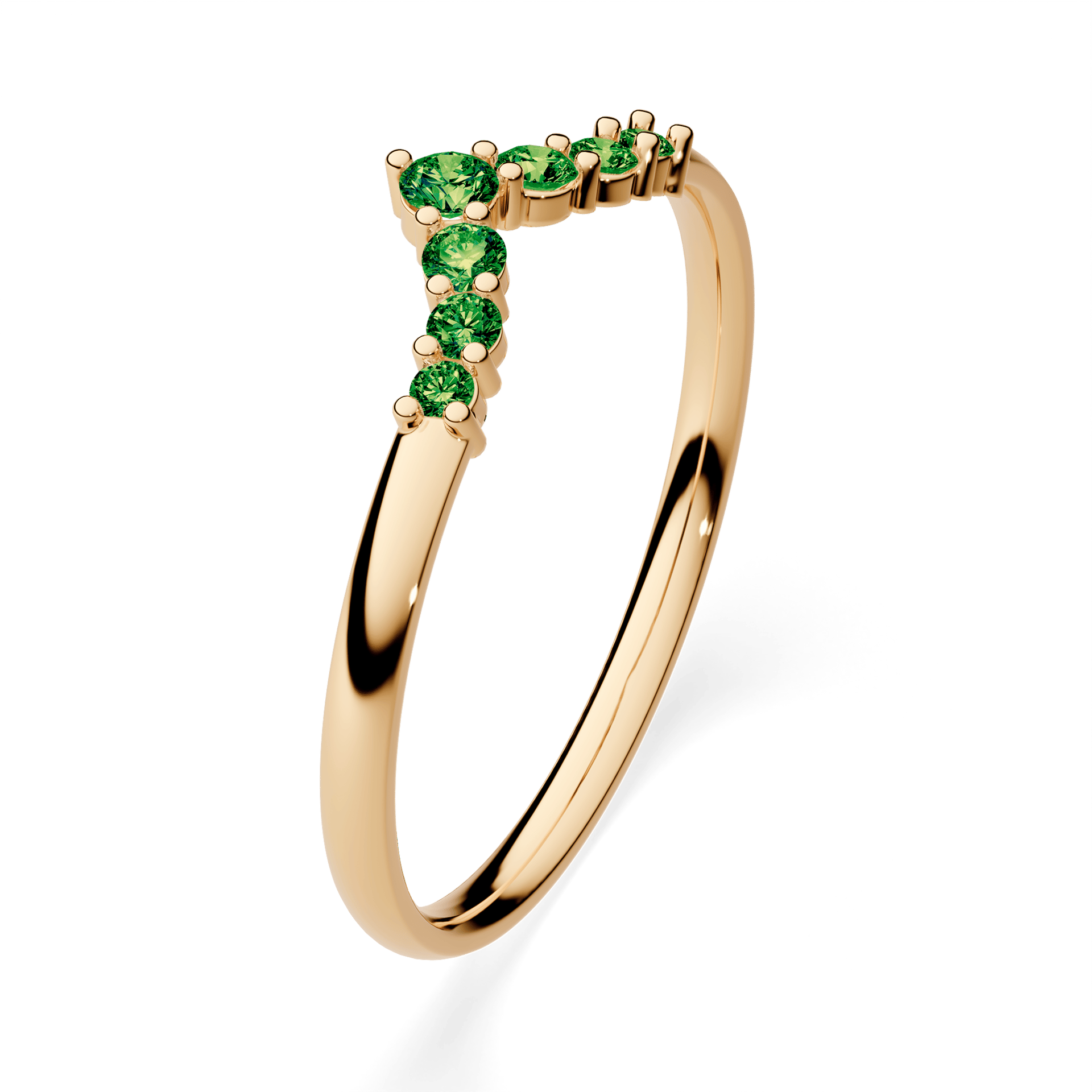 Obrączka z diamentami Love z żółtego złota z ciemnym zielonym diamentem laboratoryjnym