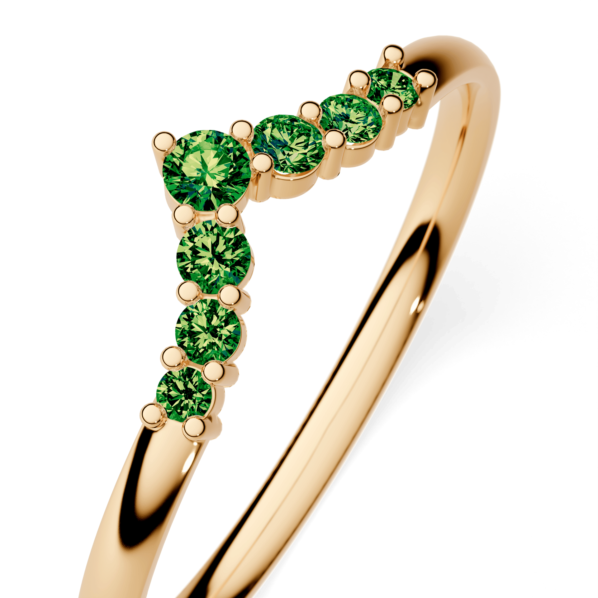 Obrączka z diamentami Love z żółtego złota z ciemnym zielonym diamentem laboratoryjnym