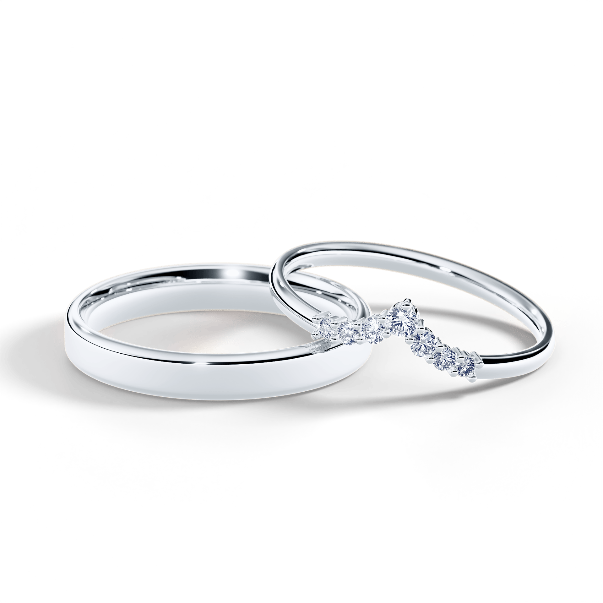 Obrączka z diamentami Love z białego złota z diamentem naturalnym