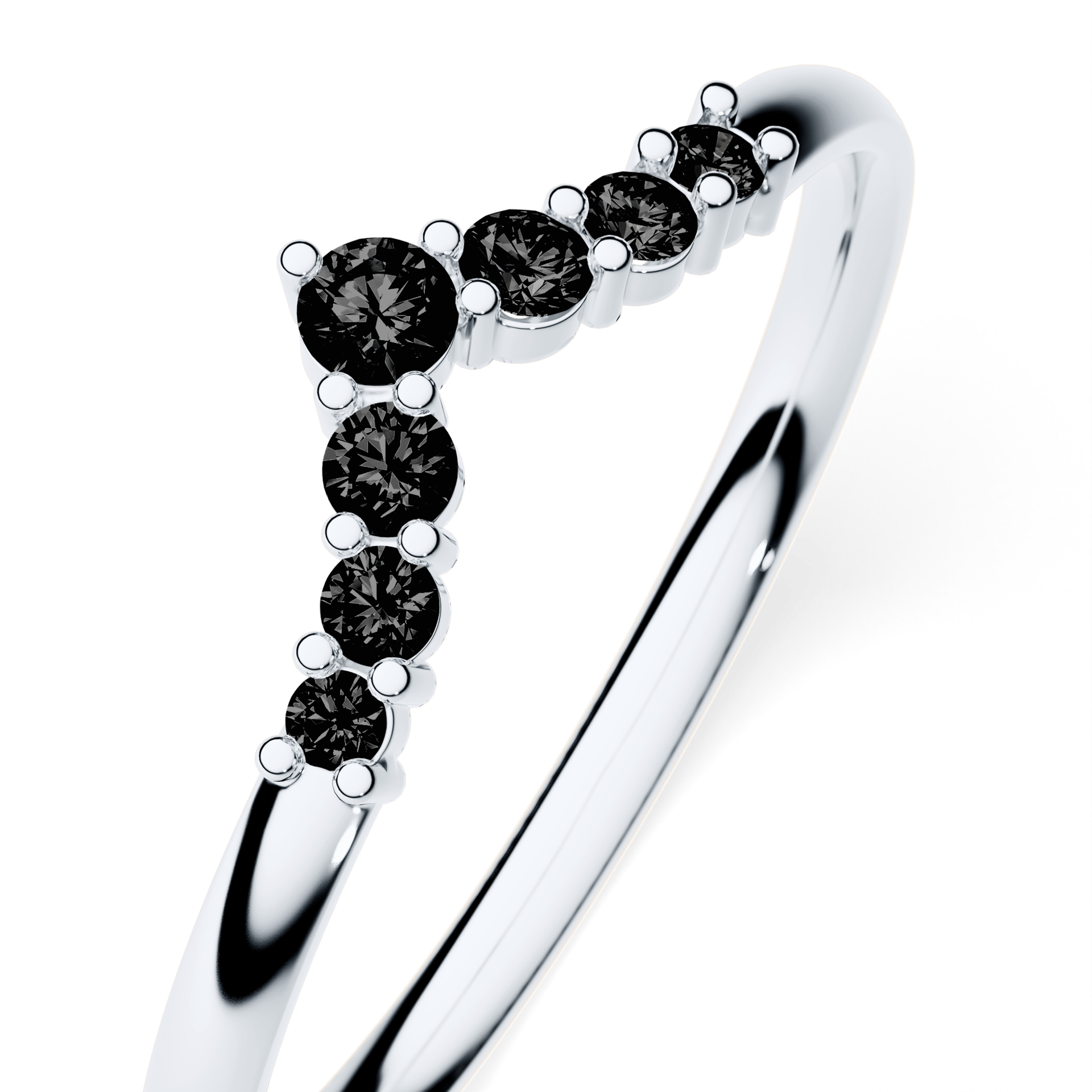 Obrączka z diamentami Love z białego złota z czarnym diamentem laboratoryjnym