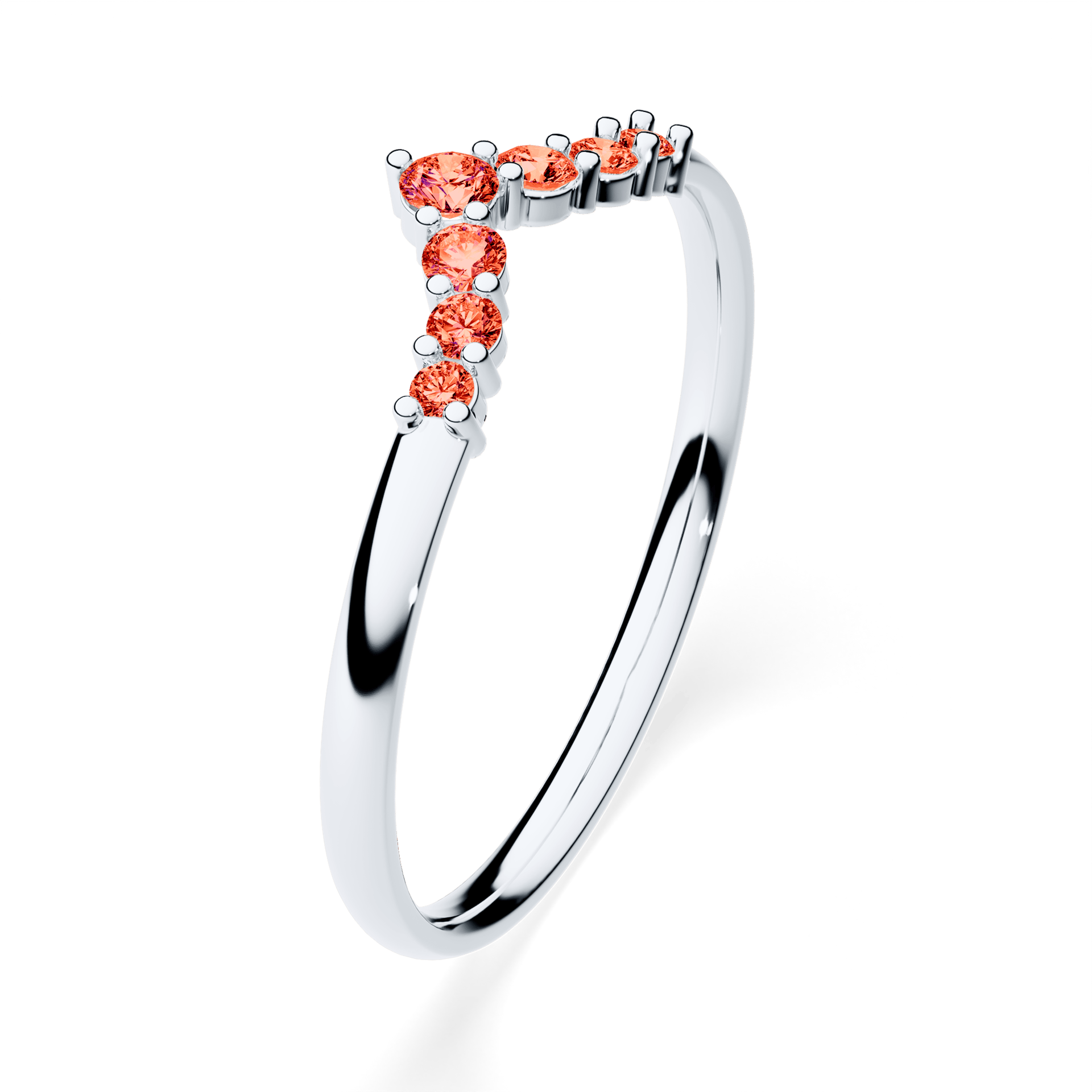 Obrączka z diamentami Love z białego złota z czerwonym diamentem laboratoryjnym