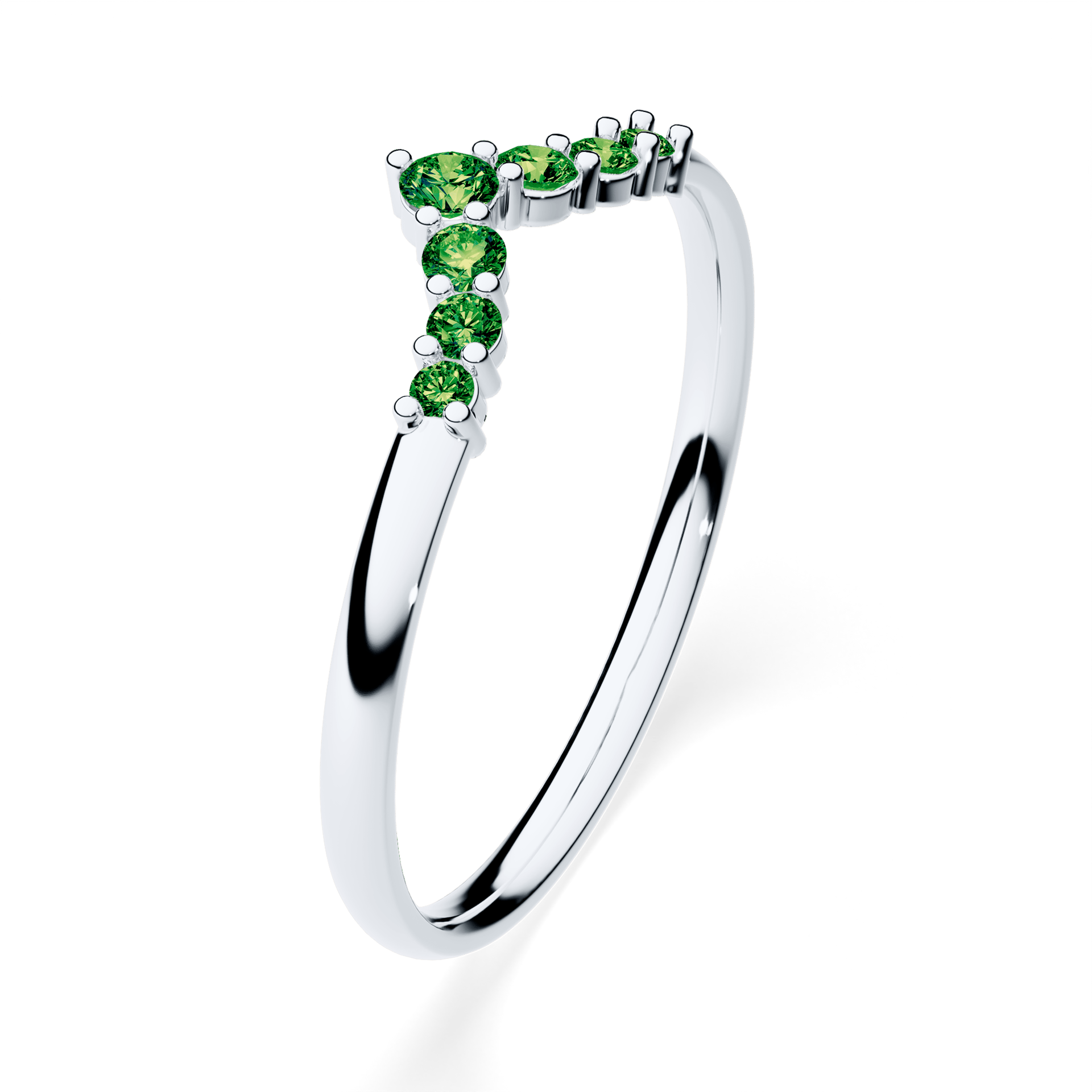 Obrączka z diamentami Love z białego złota z ciemnym zielonym diamentem laboratoryjnym