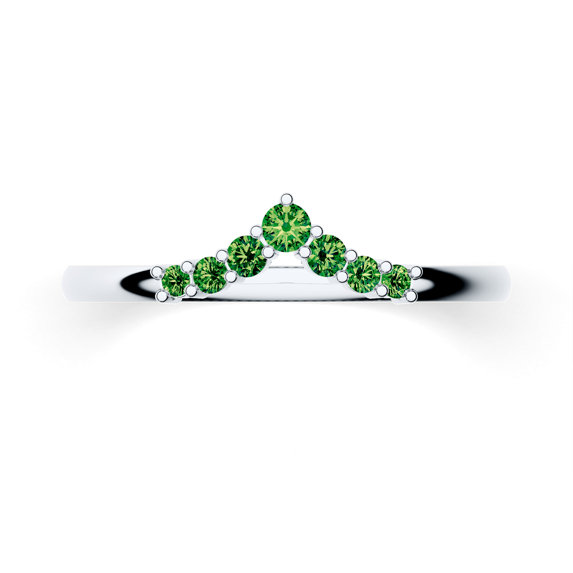 Obraczka z diamentami love biale zloto diament lab zielony ciemny 7szt 03