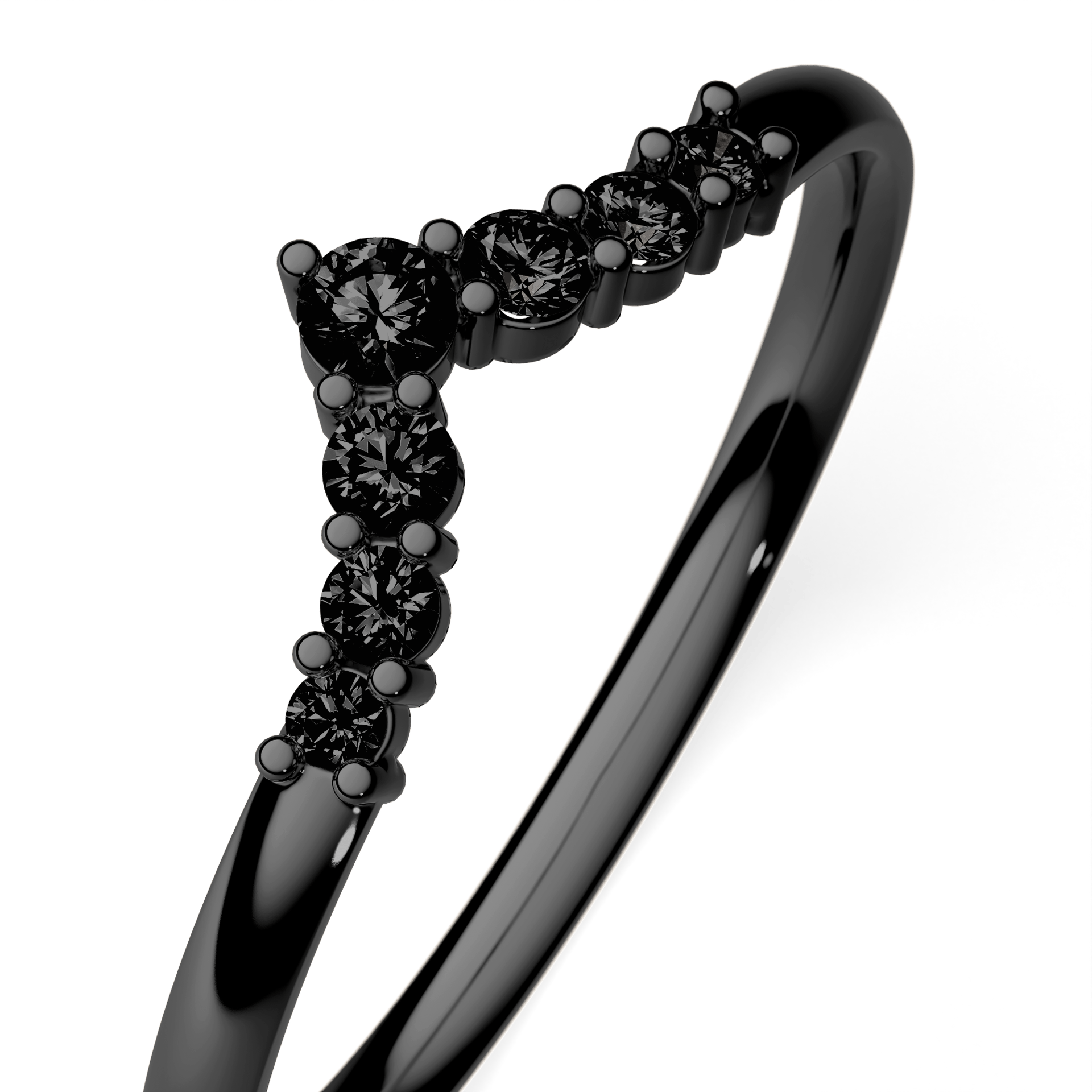 Obrączka z diamentami Love z czarnego złota z czarnym diamentem laboratoryjnym