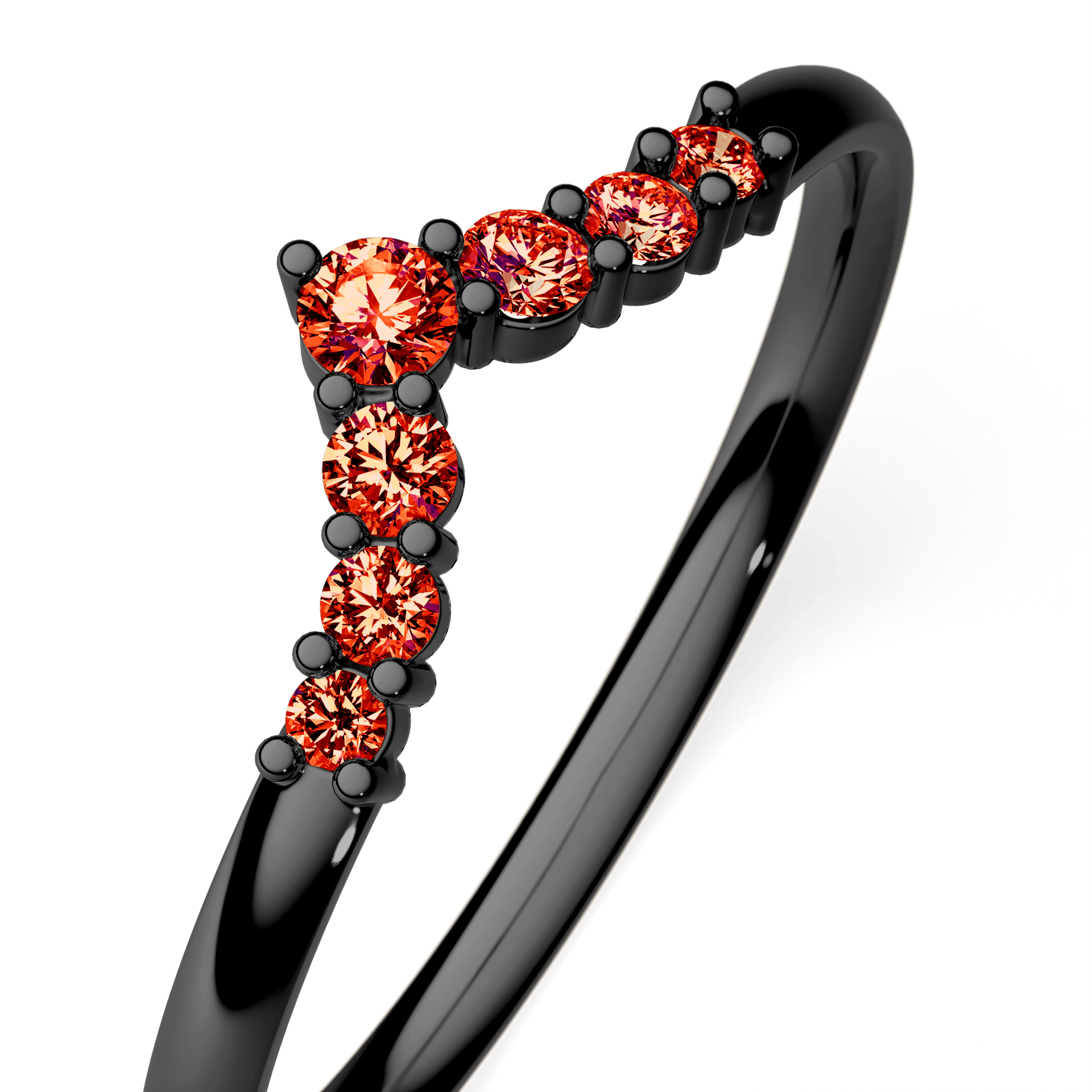 Obrączka z diamentami Love z czarnego złota z czerwonym diamentem laboratoryjnym