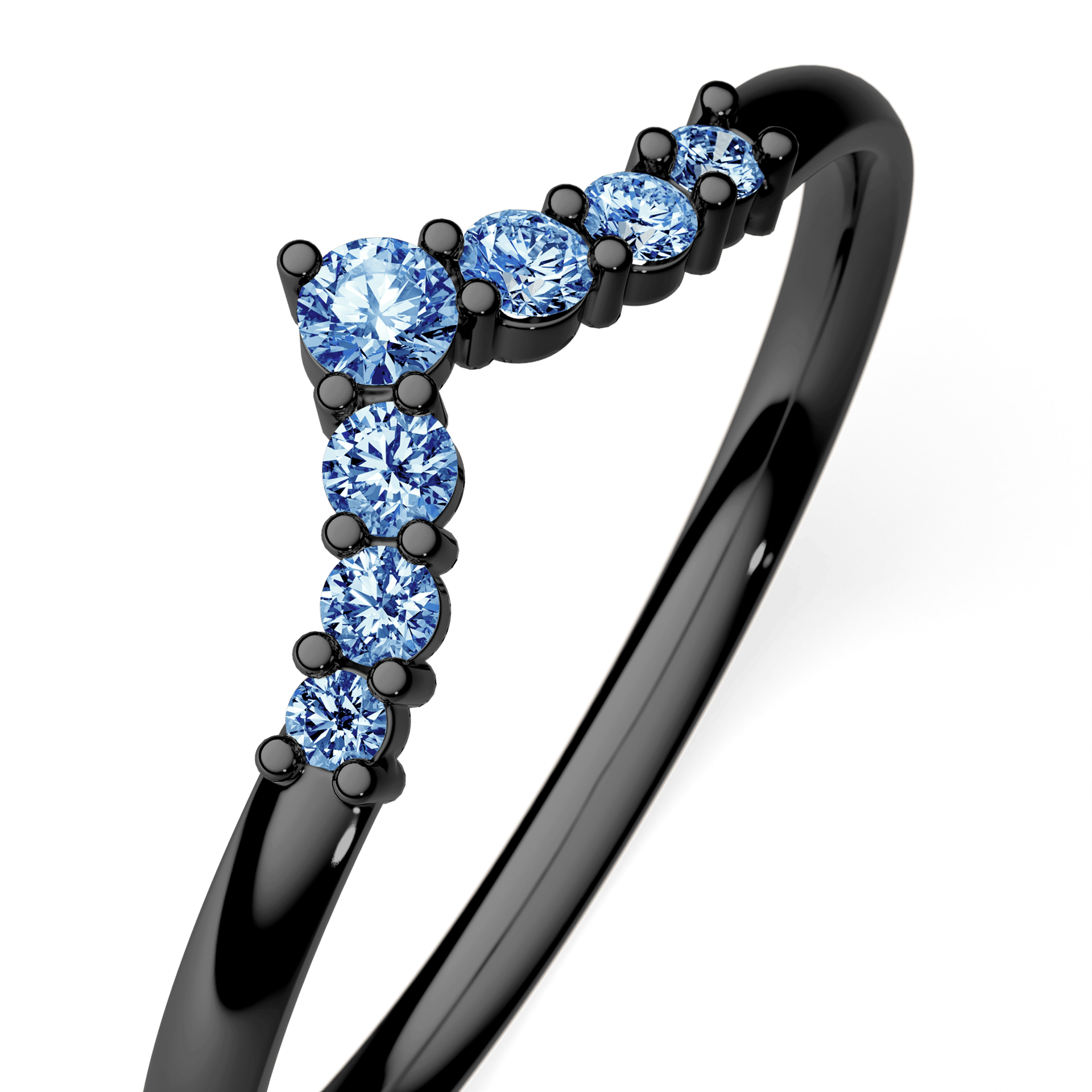 Obrączka z diamentami Love z czarnego złota z niebieskim diamentem laboratoryjnym