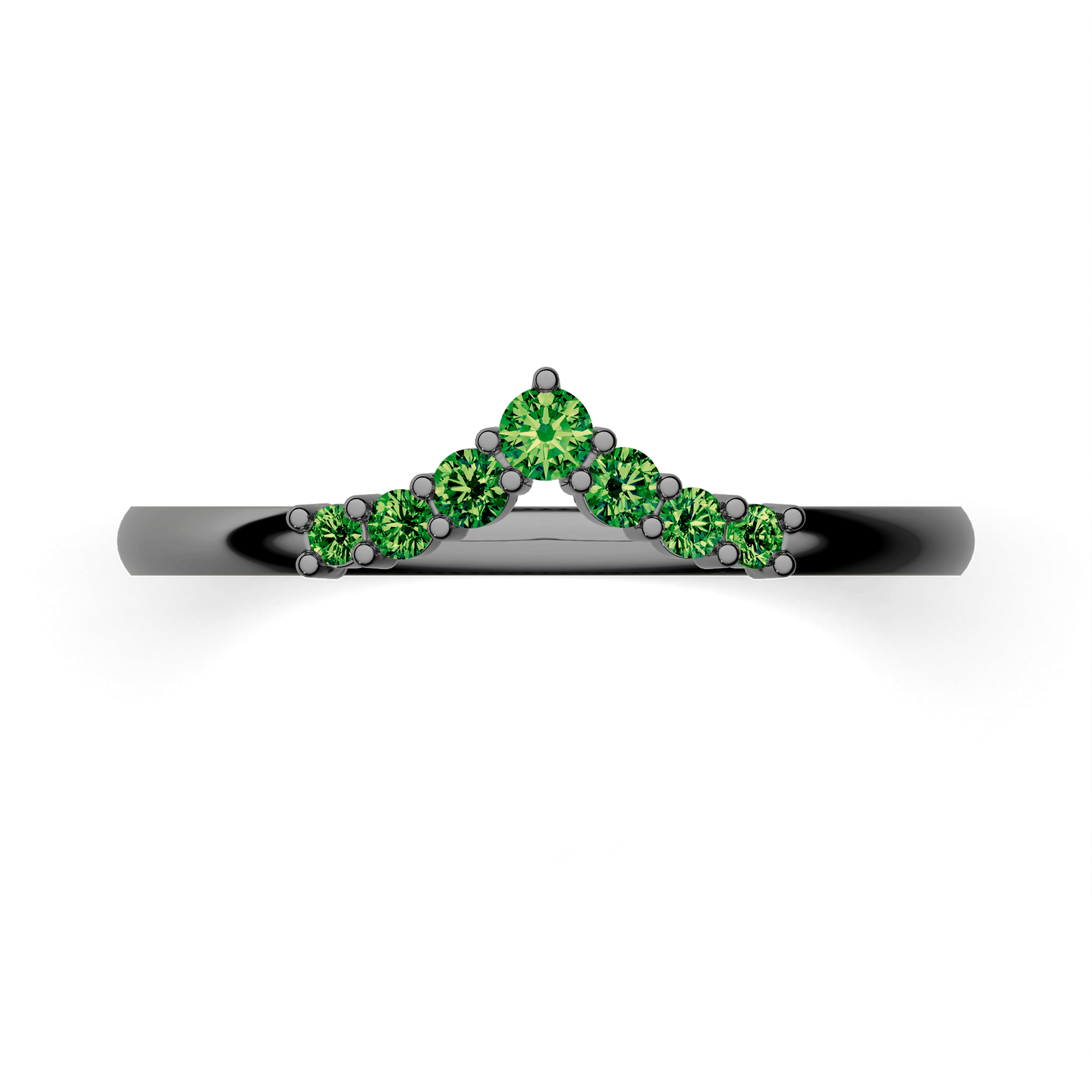 Obraczka z diamentami love czarne zloto diament lab zielony ciemny 7szt 03