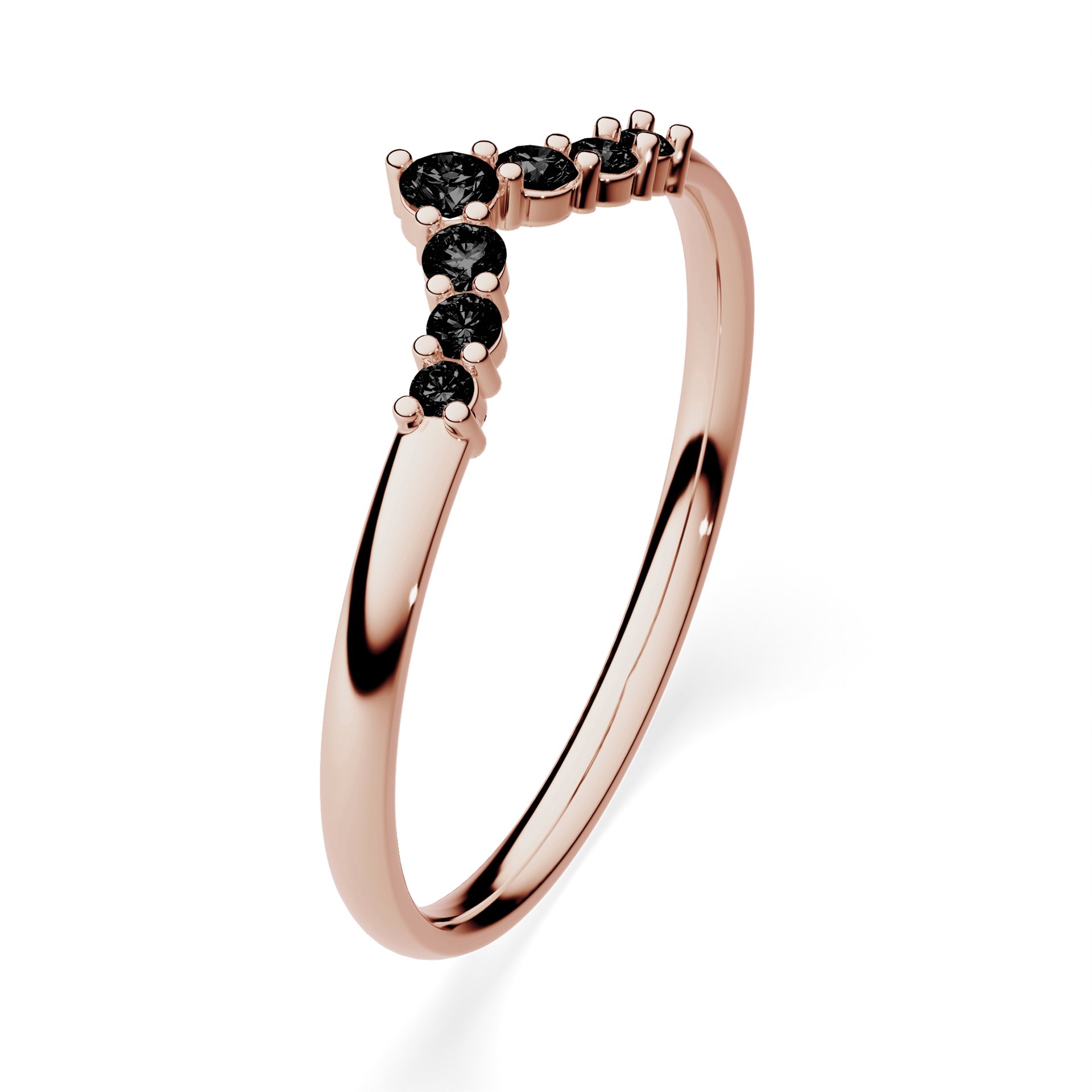 Obrączka z diamentami Love z różowego złota z czarnym diamentem laboratoryjnym