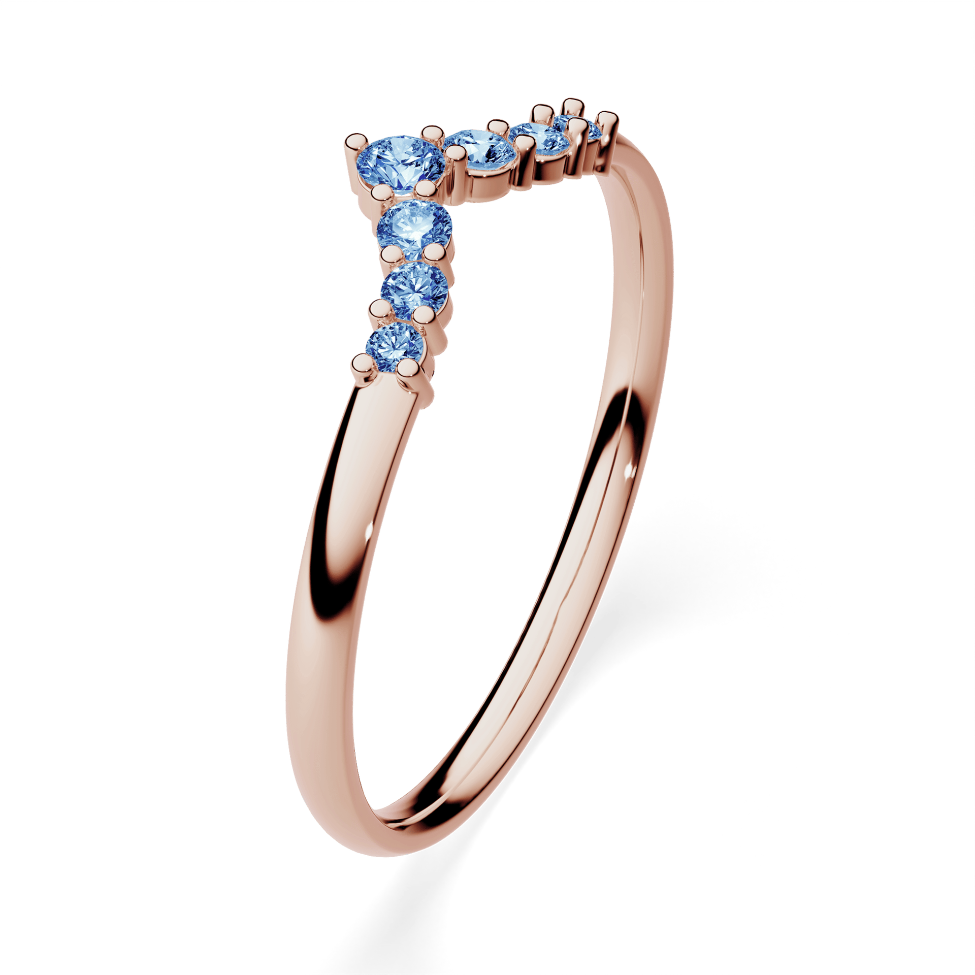 Obrączka z diamentami Love z różowego złota z niebieskim diamentem laboratoryjnym
