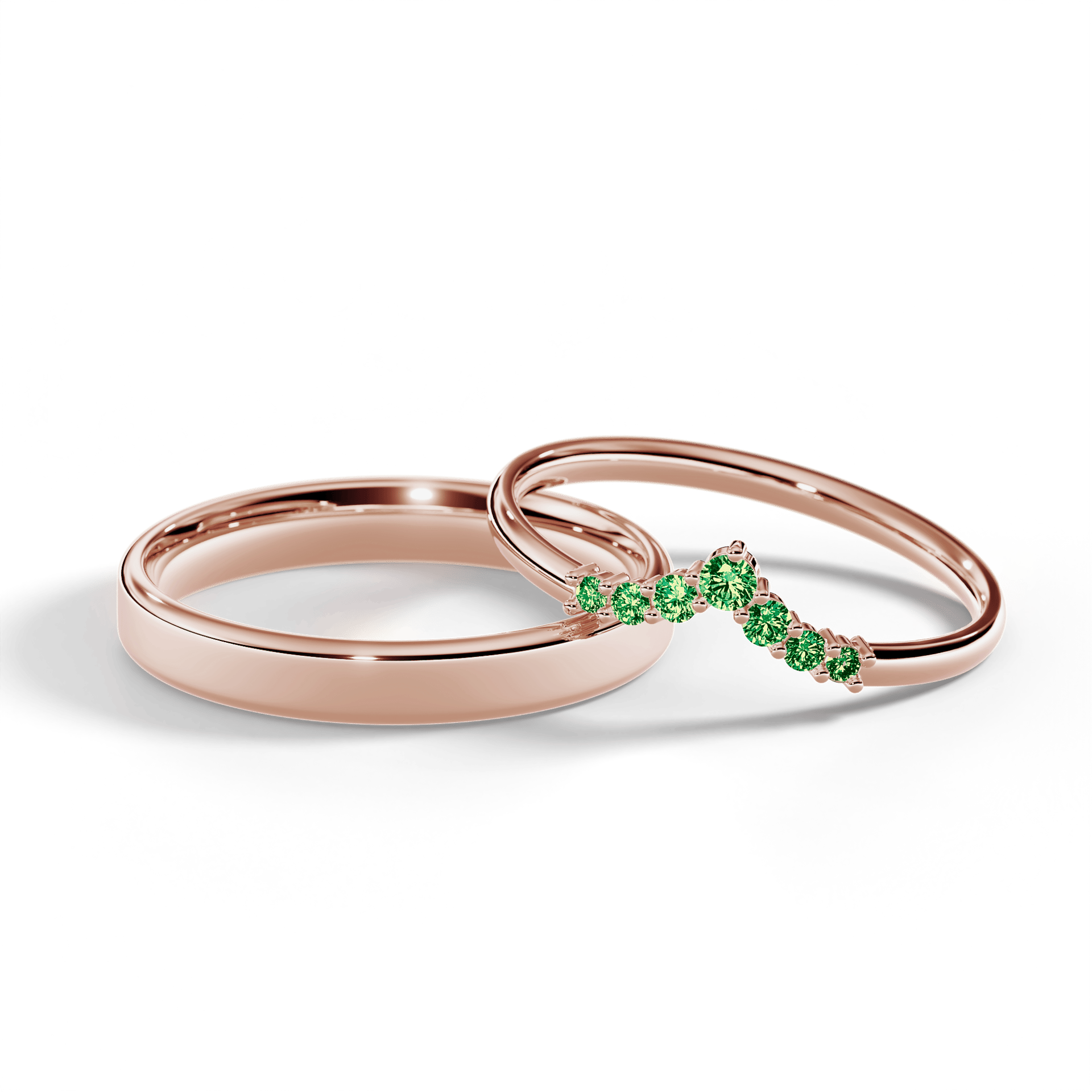 Obrączka z diamentami Love z różowego złota z ciemnym zielonym diamentem laboratoryjnym