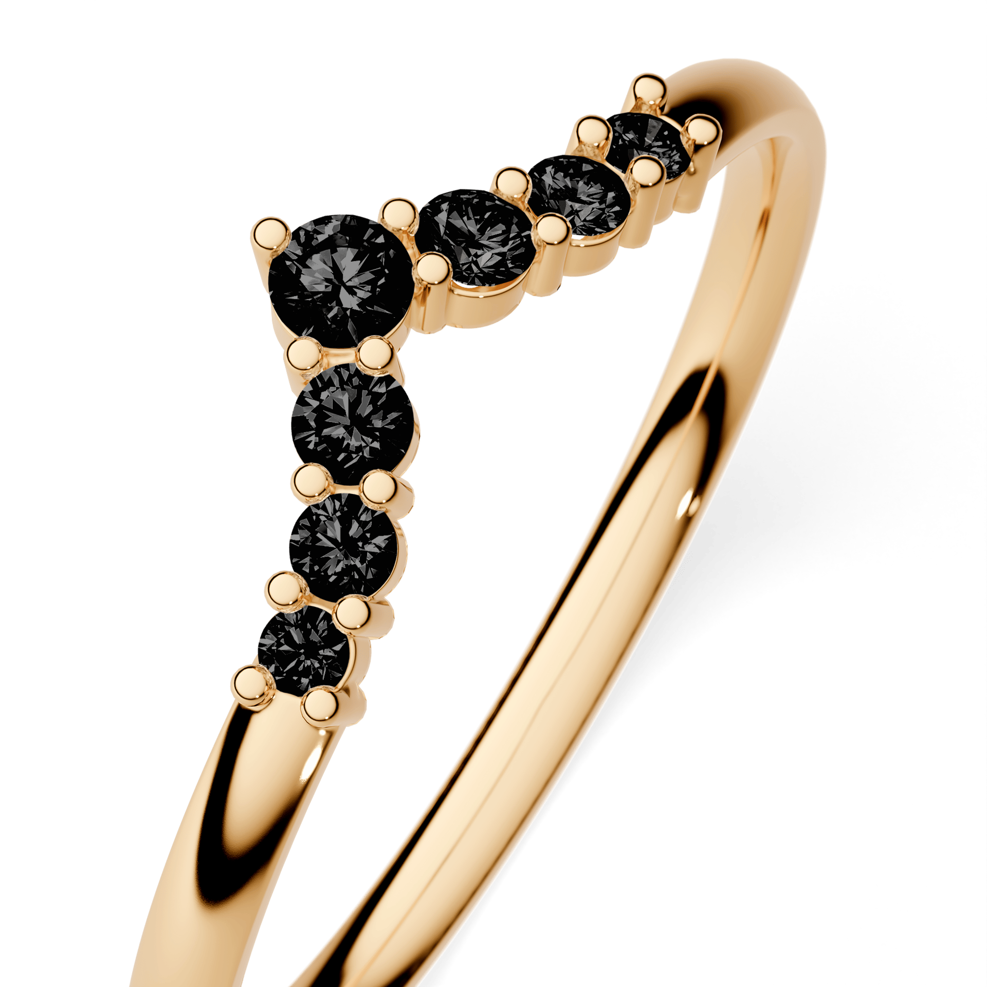 Obrączka z diamentami Love z żółtego złota z czarnym diamentem laboratoryjnym