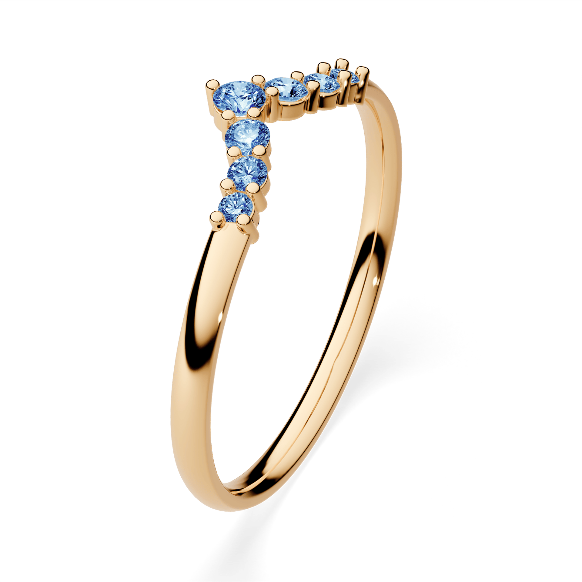 Obrączka z diamentami Love z żółtego złota z niebieskim diamentem laboratoryjnym