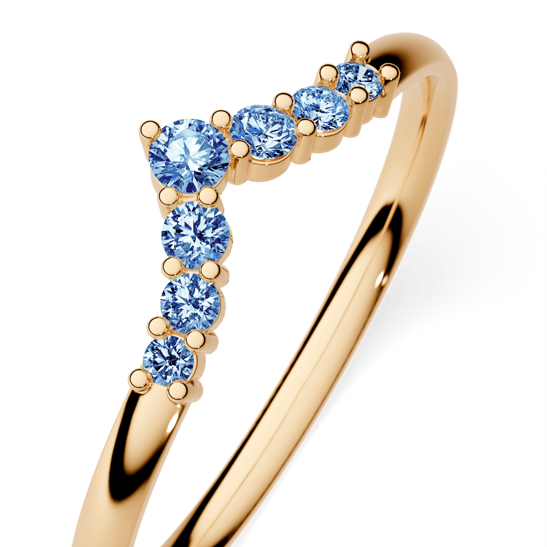 Obrączka z diamentami Love z żółtego złota z niebieskim diamentem laboratoryjnym