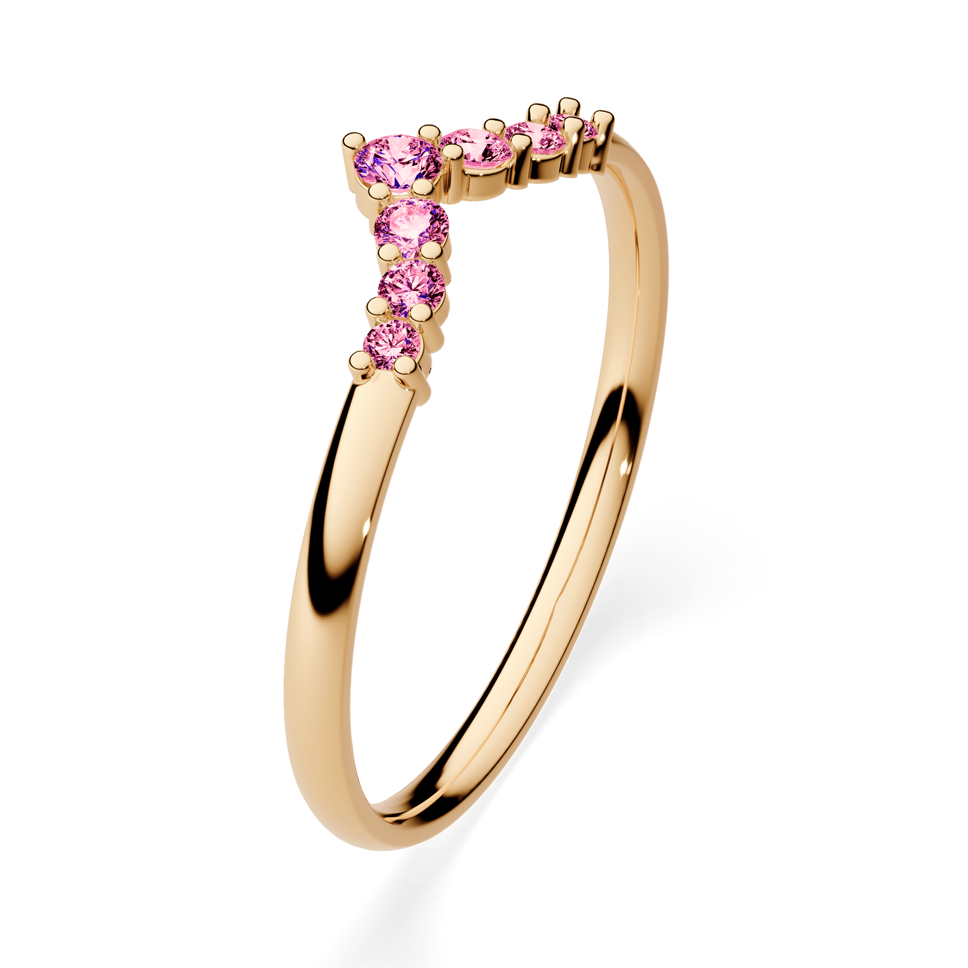 Obrączka z diamentami Love z żółtego złota z różowym diamentem laboratoryjnym