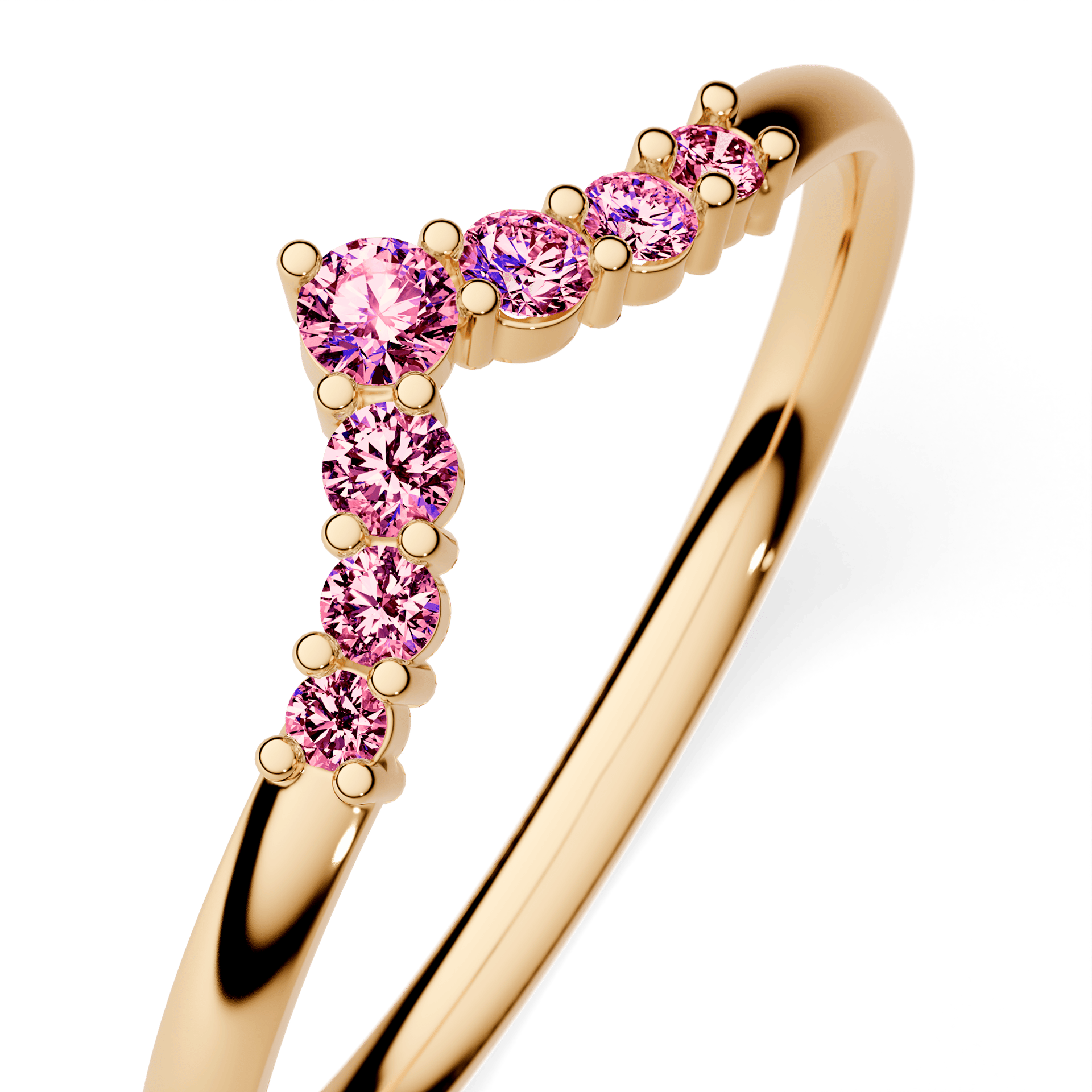 Obrączka z diamentami Love z żółtego złota z różowym diamentem laboratoryjnym