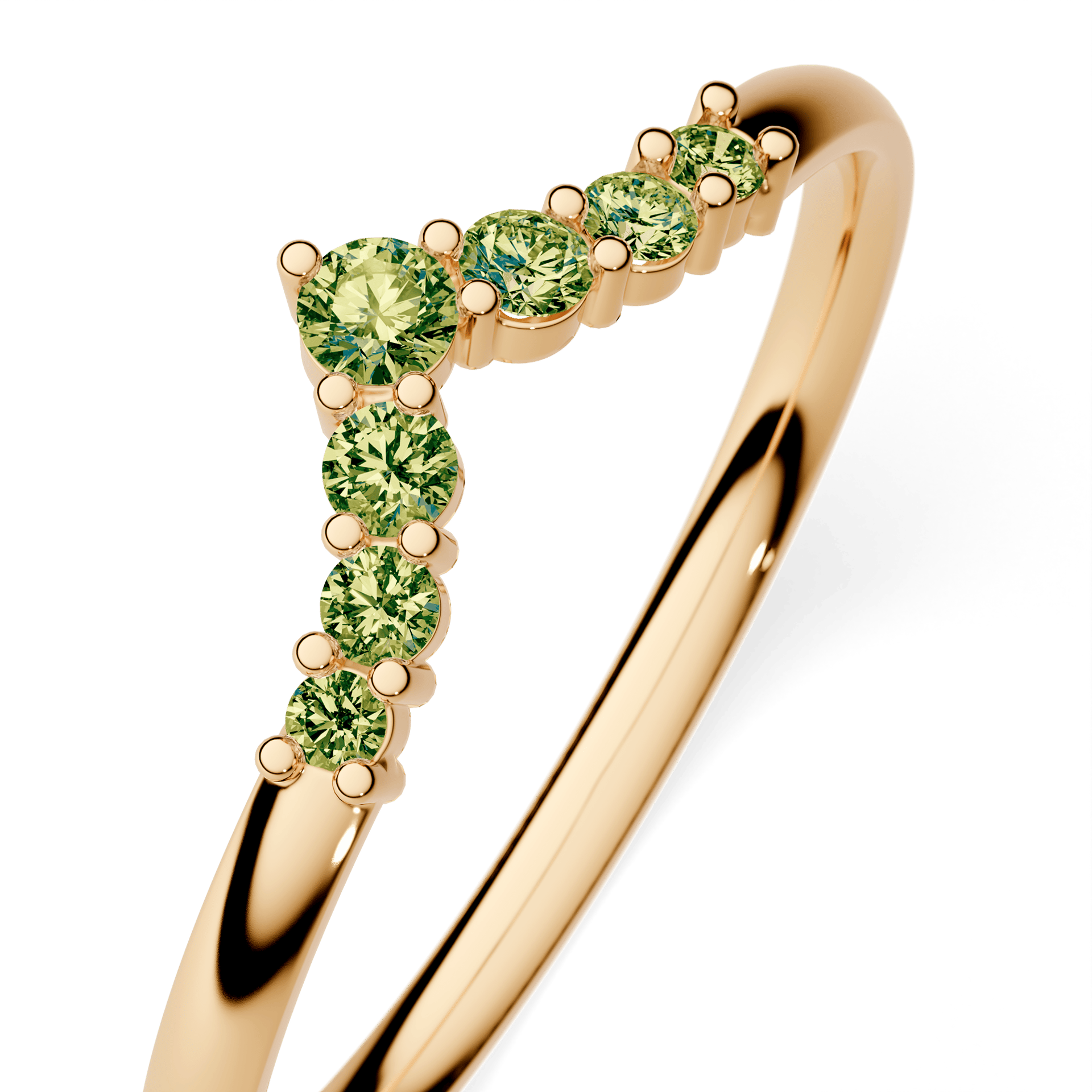 Obrączka z diamentami Love z żółtego złota z jasnym zielonym diamentem laboratoryjnym