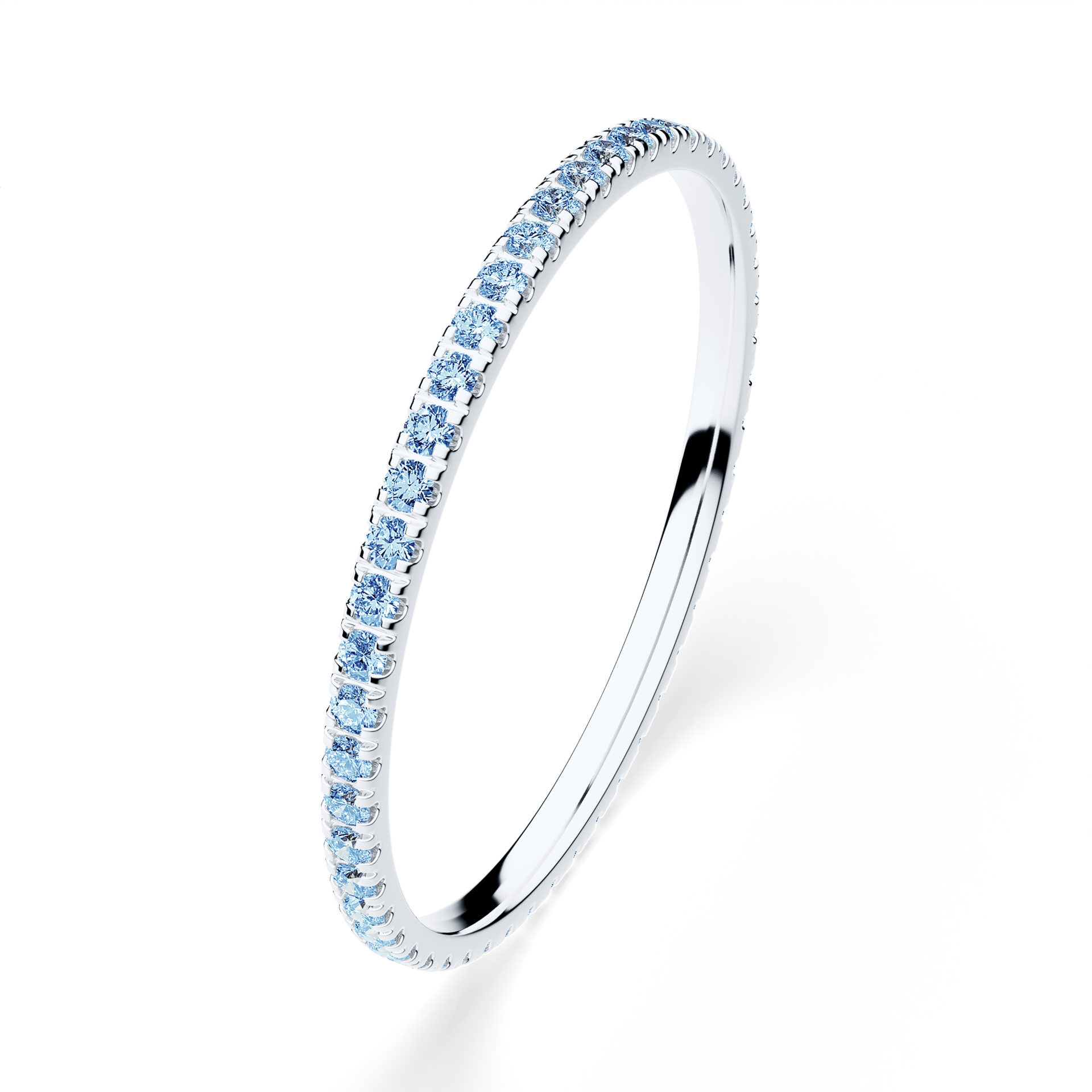 Obrączka z diamentami Rosie z białego złota z niebieskim diamentem laboratoryjnym