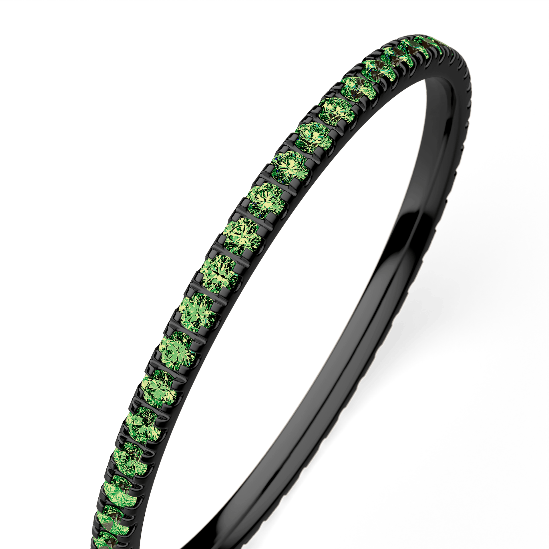 Obrączka z diamentami Rosie z czarnego złota z ciemnym zielonym diamentem laboratoryjnym