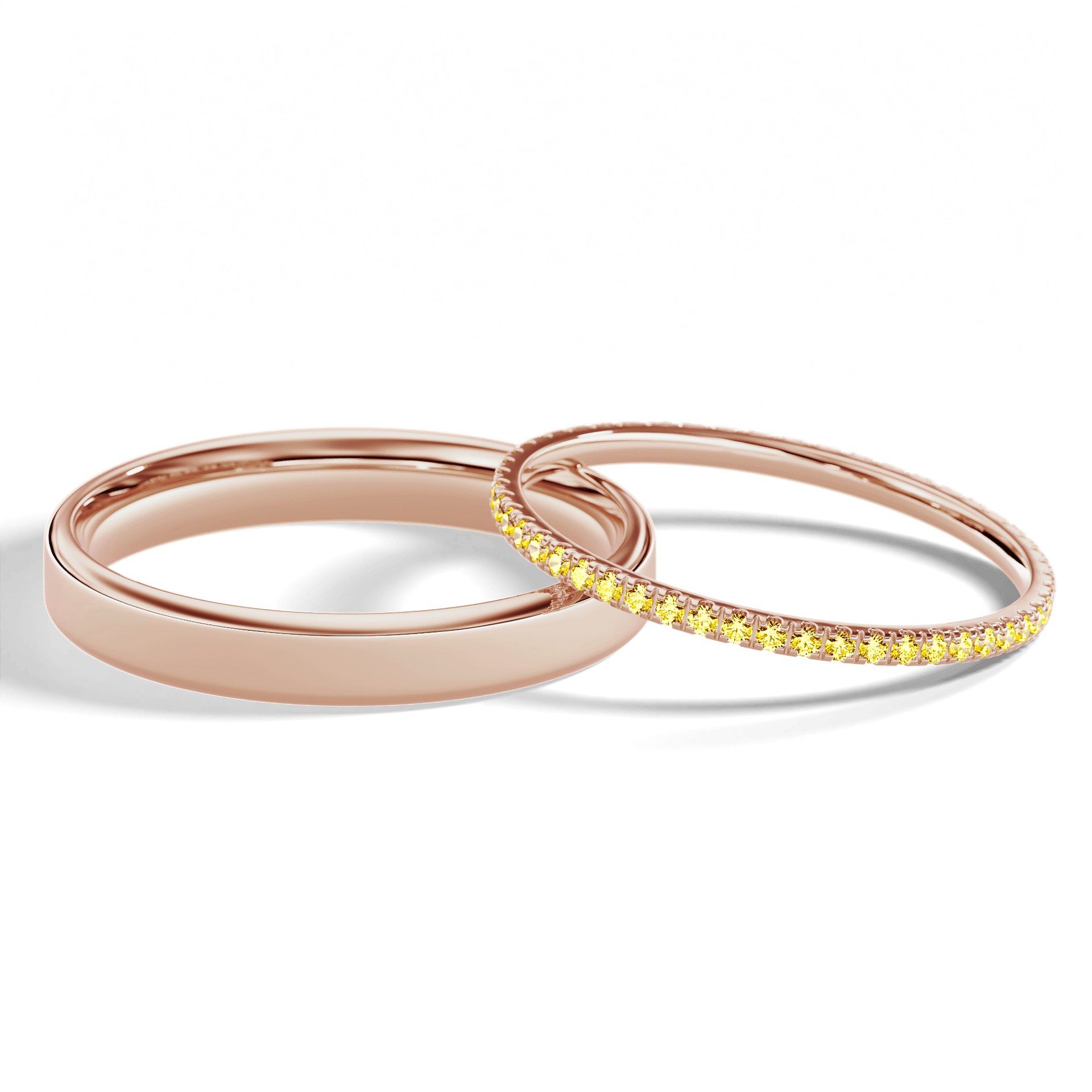 Obrączka z diamentami Rosie z różowego złota z żółtym diamentem laboratoryjnym