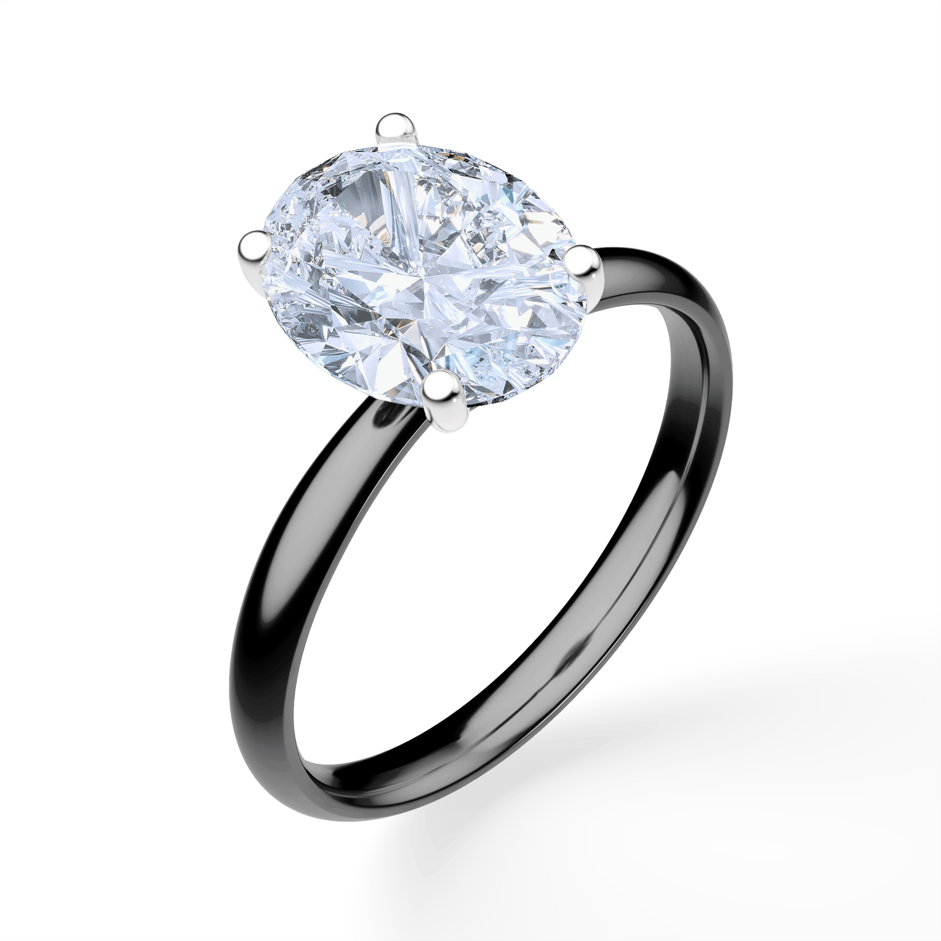 Pierścionek zaręczynowy My Lady z czarnego złotaDiament LAB owalny 1,50ct