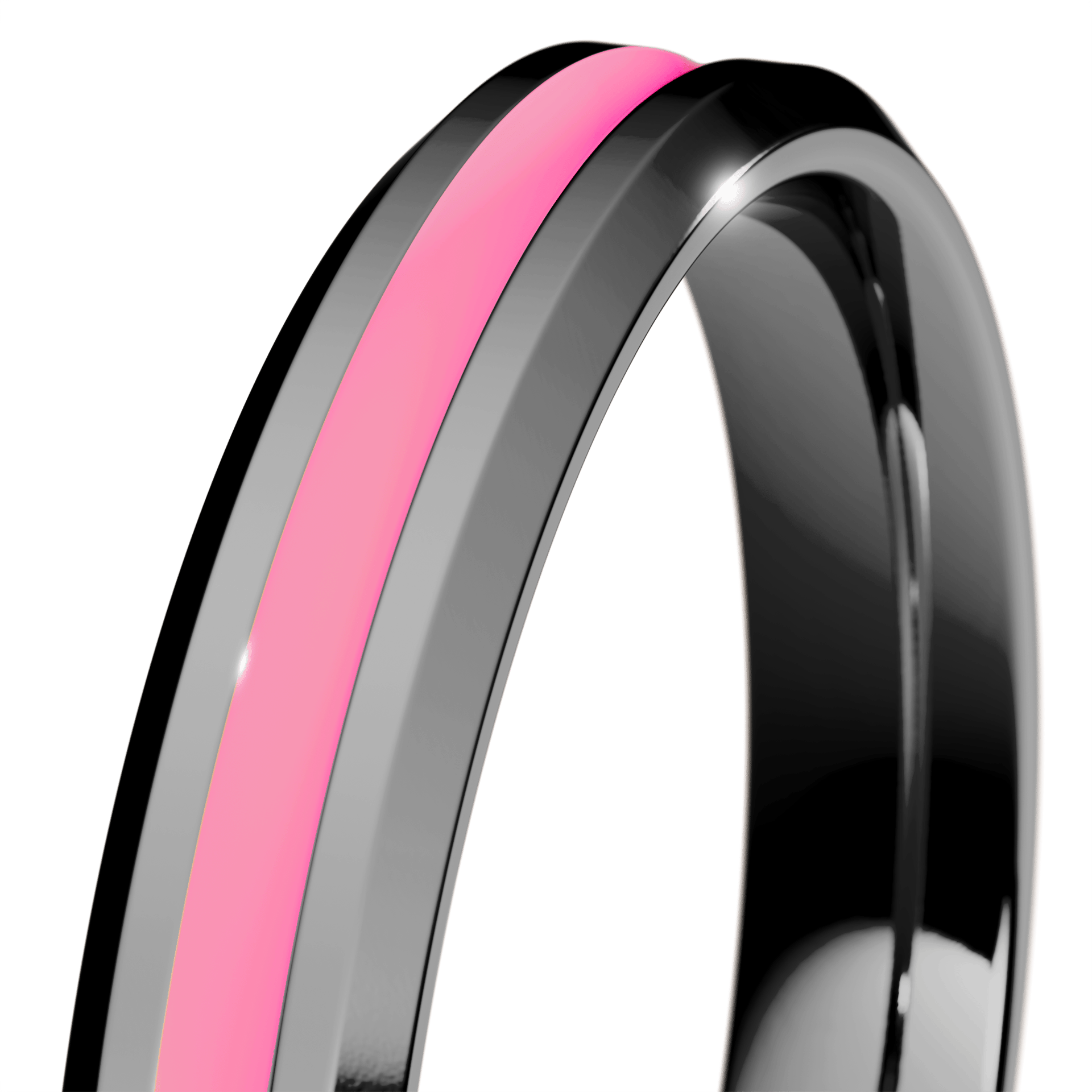 Obrączka z różową emalią z czarnego złota 2,5mm