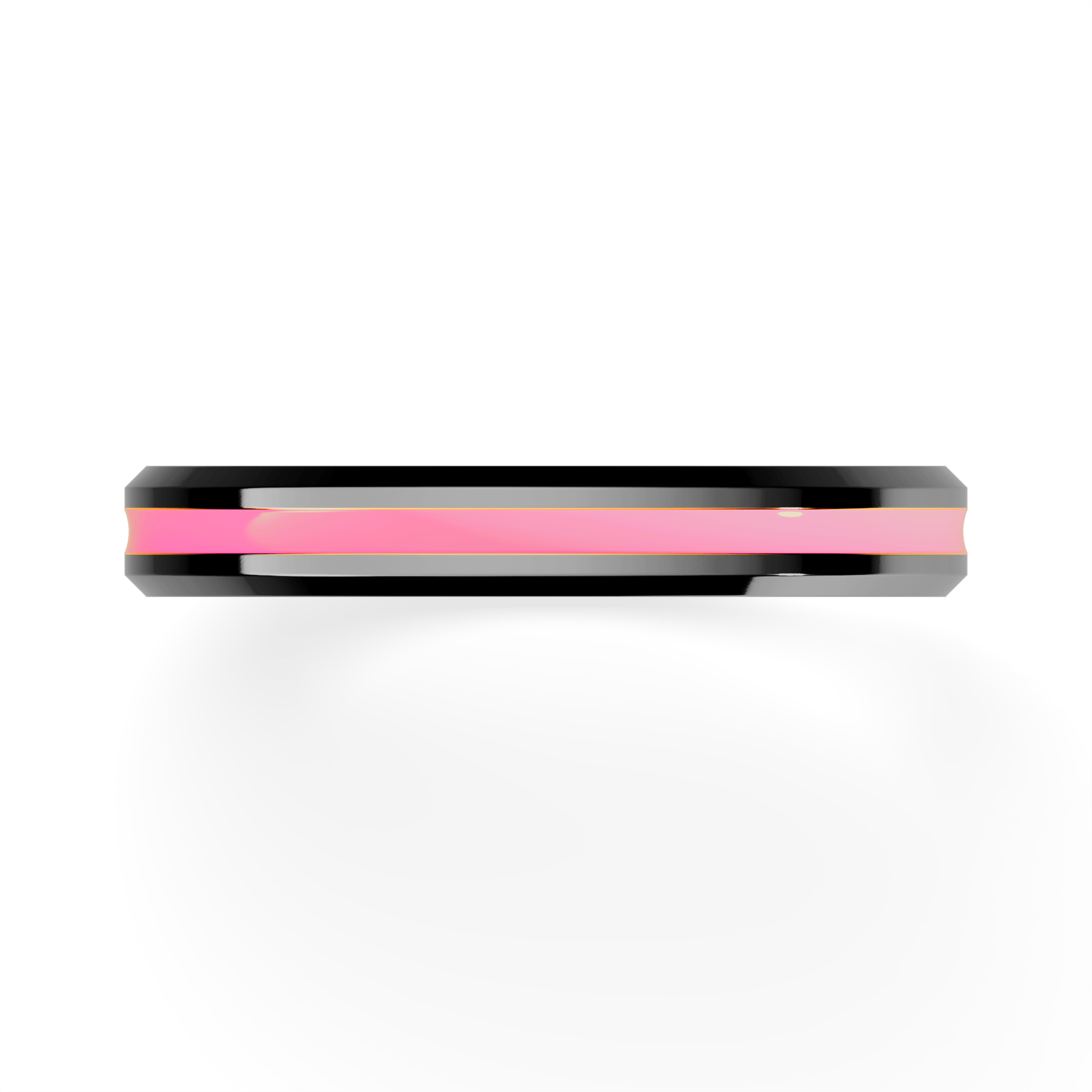 Obrączka z różową emalią z czarnego złota 2,5mm