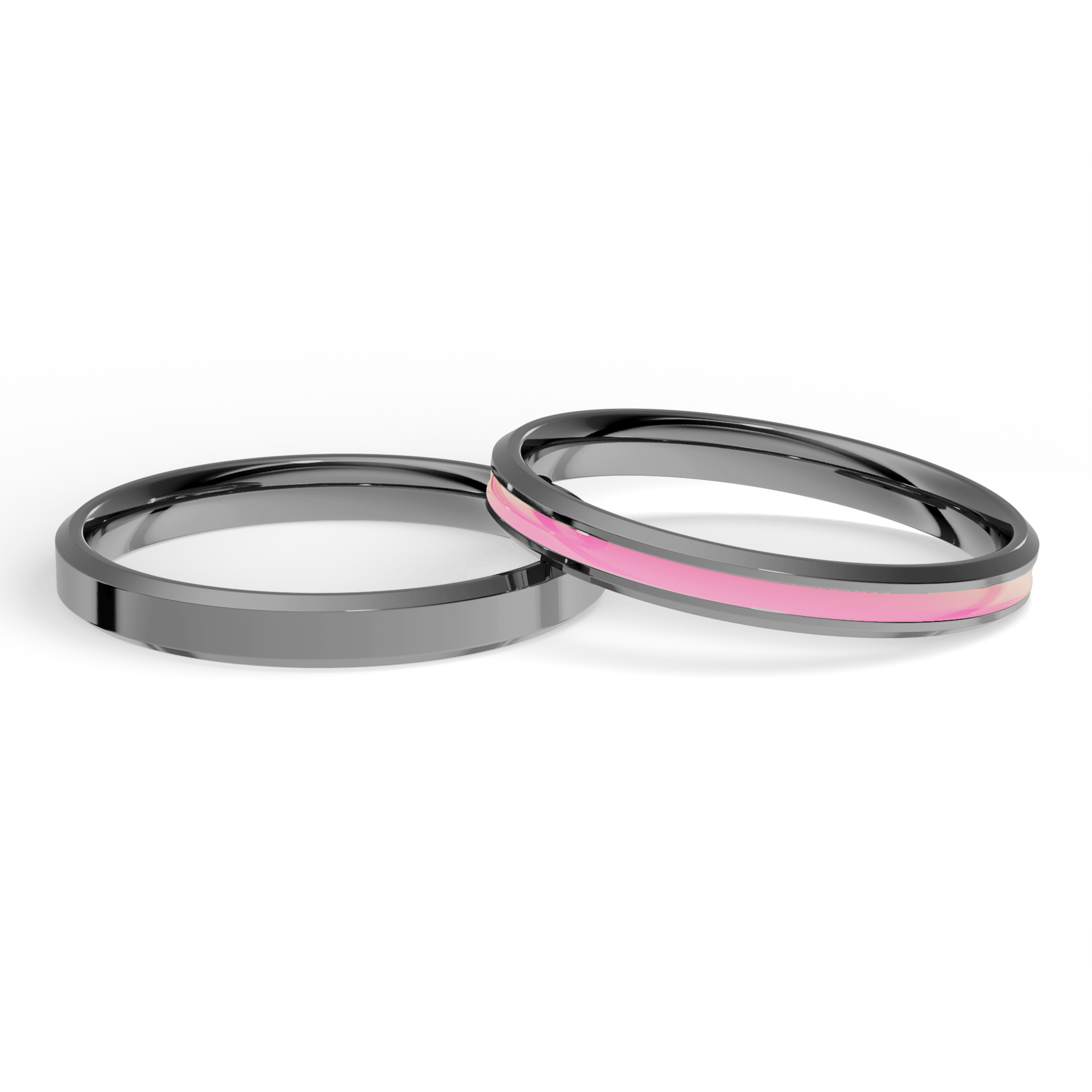 Obraczka slubna fazowana czarne zloto 2 5 mm 1mm emalia roz neonowy 04